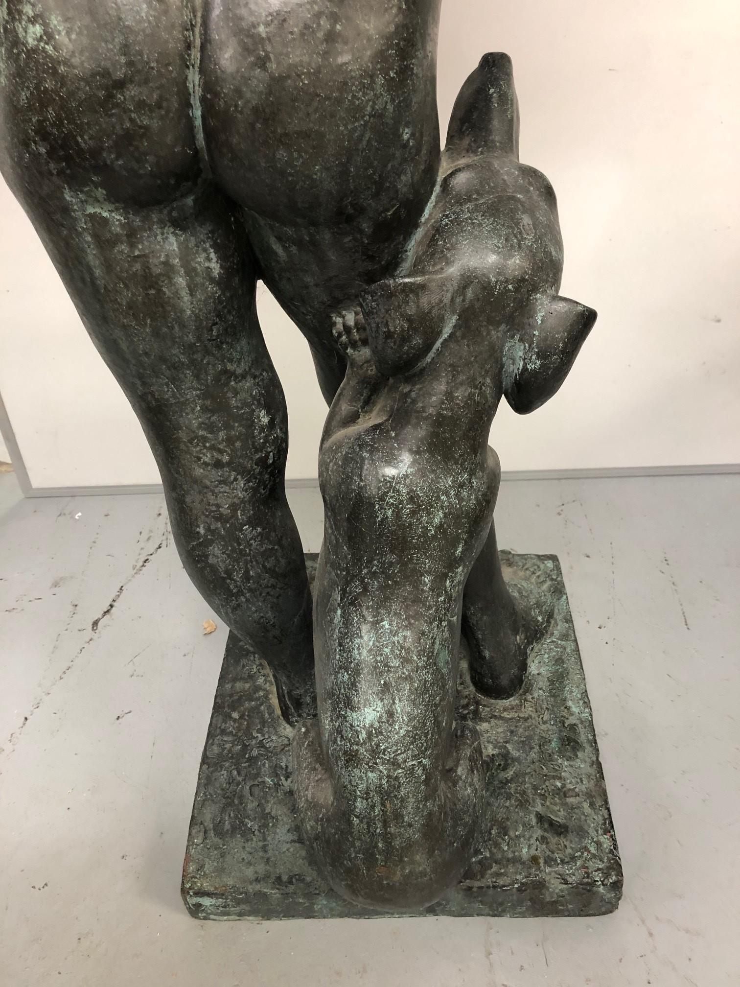 Bronze Boy Holding a Turtle Signed by Edward Fenno Hoffman, III 1954 For Sale 1