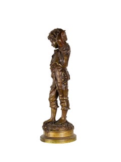 Bronzeskulptur eines Jungen von Charles Anfrie, 19. Jahrhundert, französische Kunst, 42cm