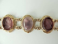 Bronze Bracelet with Engraved Murano Glass and Cabochon by Patrizia Daliana