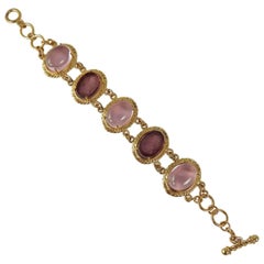 Bronze Bracelet with Engraved Murano Glass and Cabochon by Patrizia Daliana