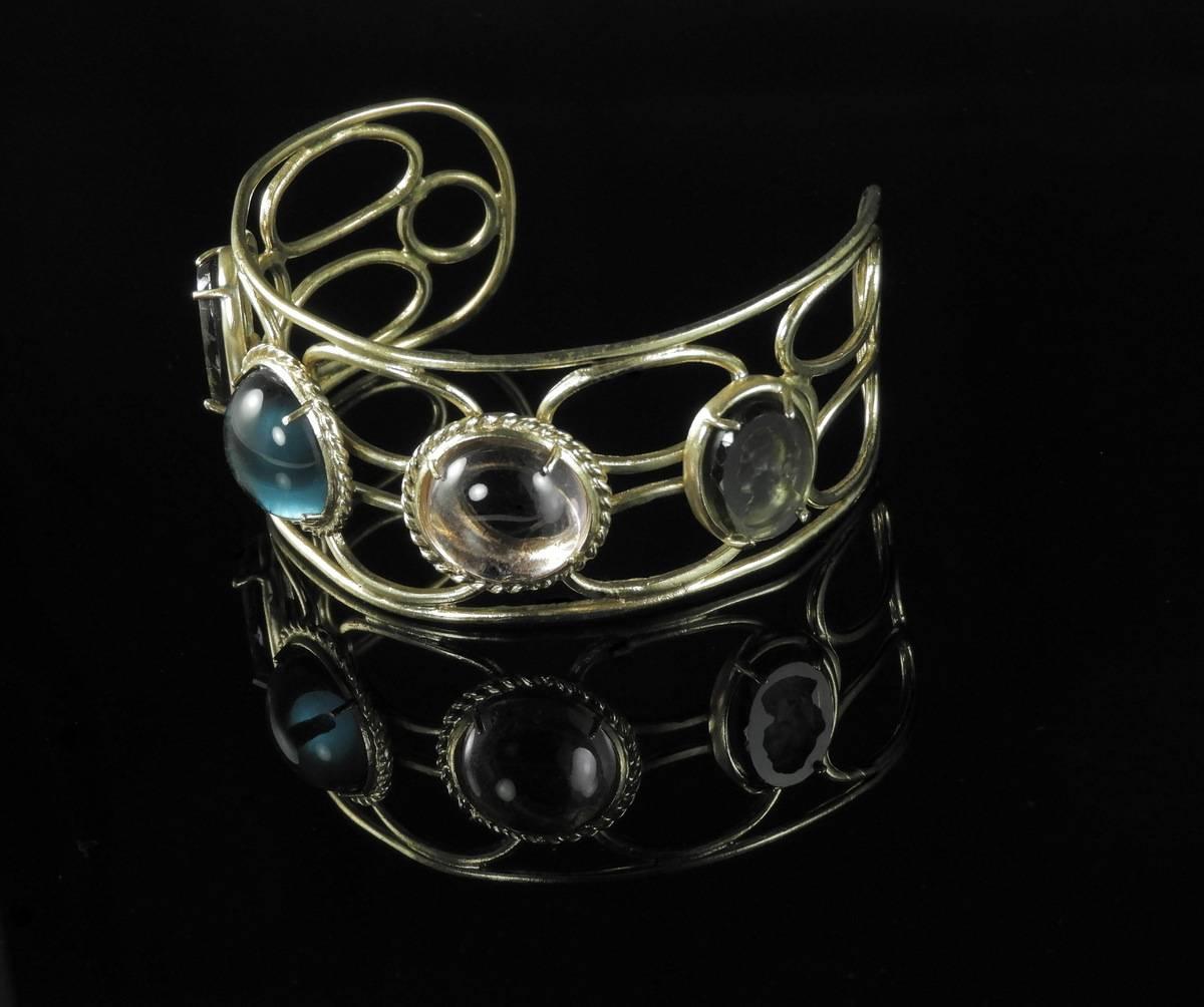 Modern Bronze bracelet with  Murano Glass inserts