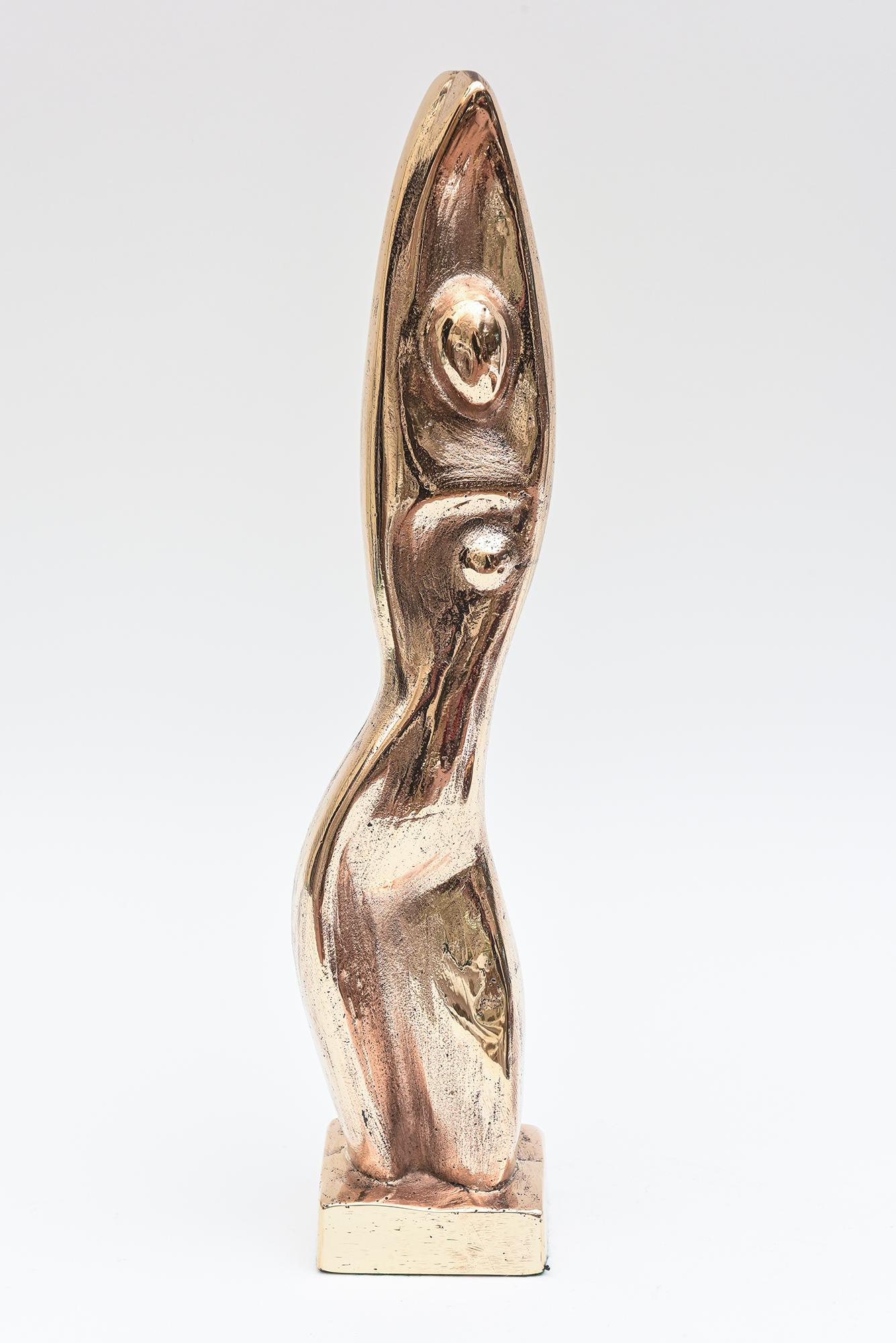 Figurative weibliche kubistische Skulptur aus Bronze, Brancusi und Jean Arp-Stil, Vintage im Angebot 4