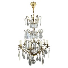 Bronze, Brass and Crystal Chandelier, Early 20th Century