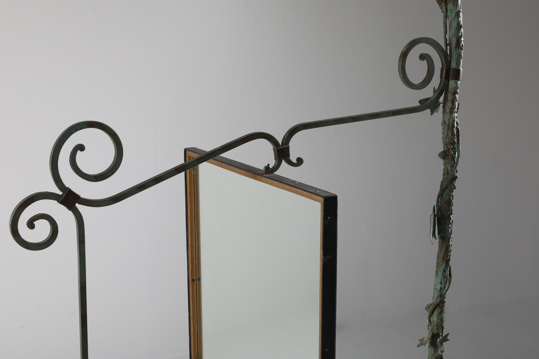 Bronze, Brass and Forged Steel Decorative Floor Mirror 3