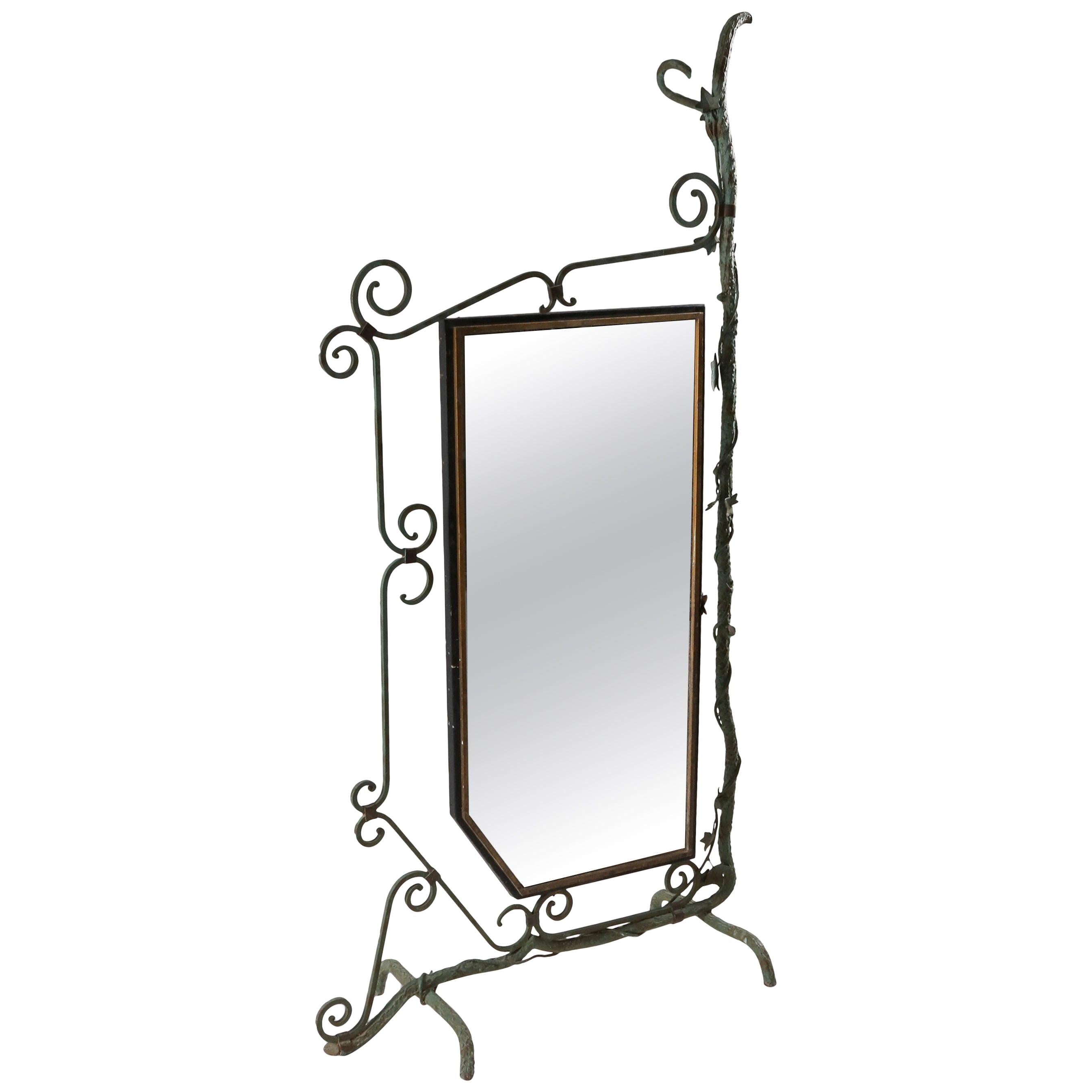 Bronze, Brass and Forged Steel Decorative Floor Mirror