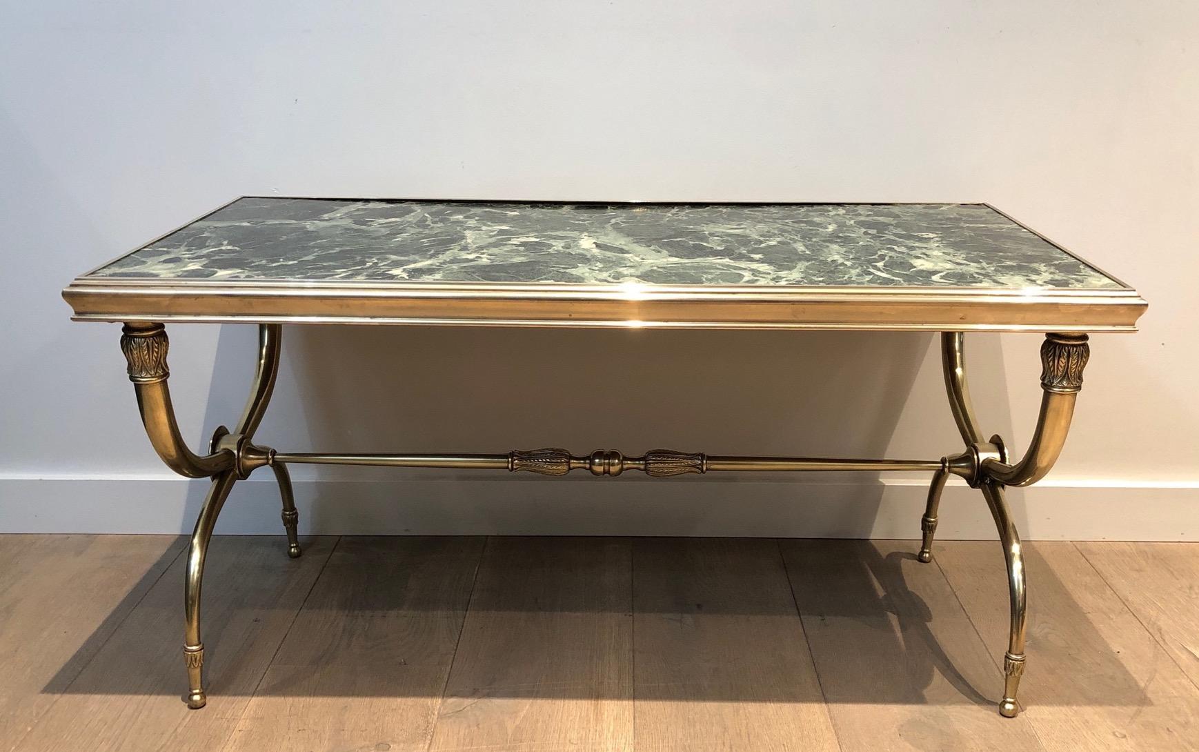 French Bronze, Brass and Marble Neoclassical Style Coffee Table by Raymond Subes For Sale