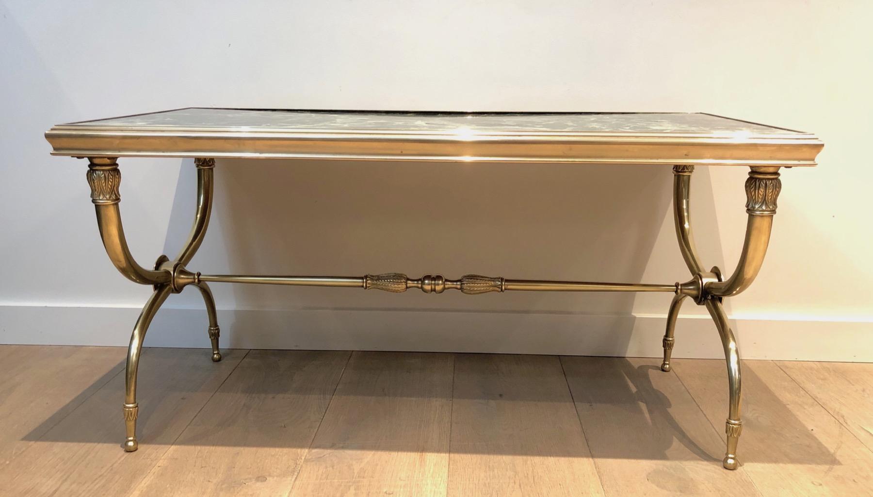Mid-20th Century Bronze, Brass and Marble Neoclassical Style Coffee Table by Raymond Subes For Sale