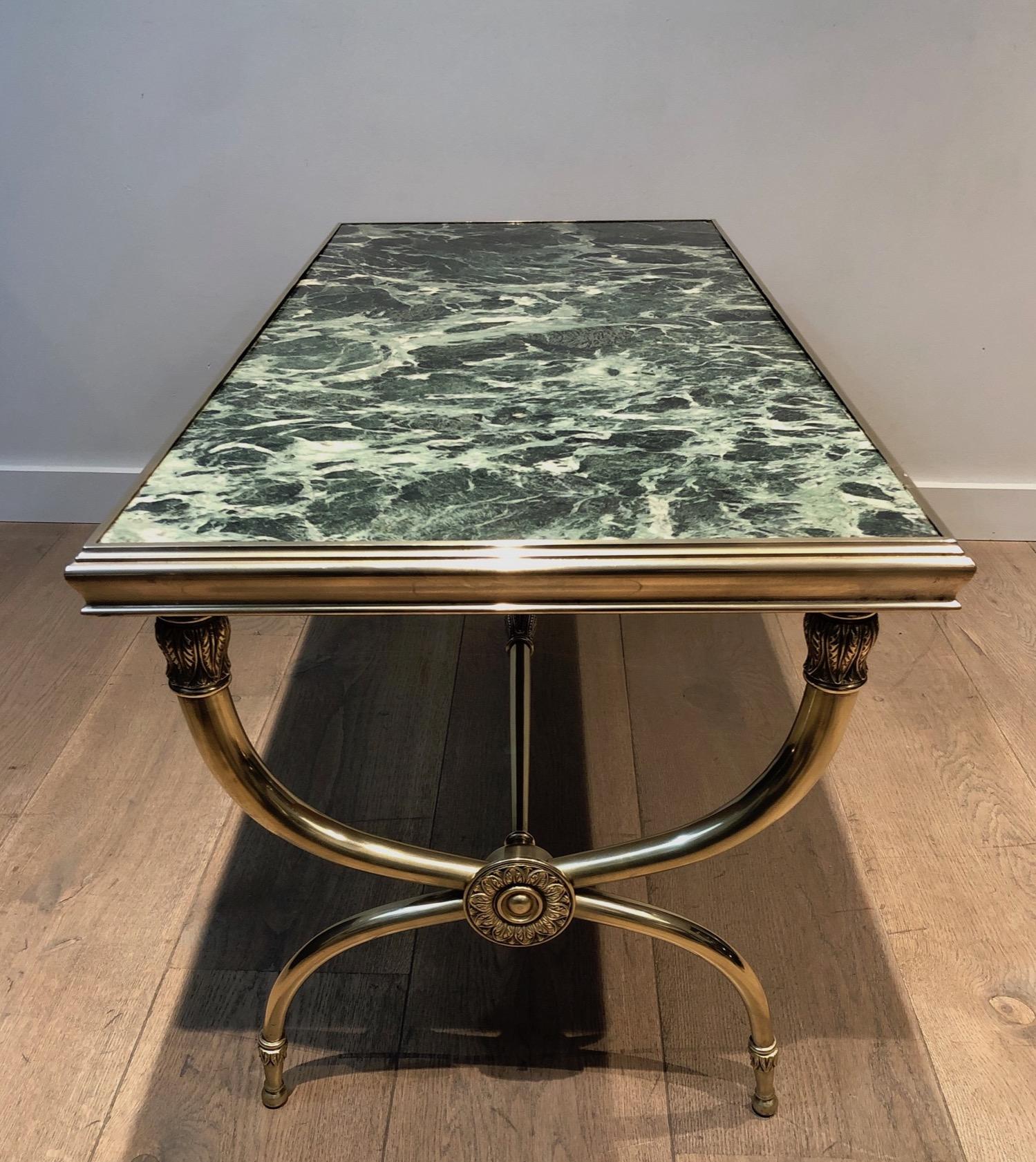 Bronze, Brass and Marble Neoclassical Style Coffee Table by Raymond Subes For Sale 1