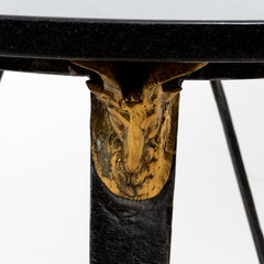 Bronze, Brass Black Marble Top Ram's Head Gueridon Table