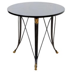 Bronze, Brass Black Marble Top Ram's Head Gueridon Table