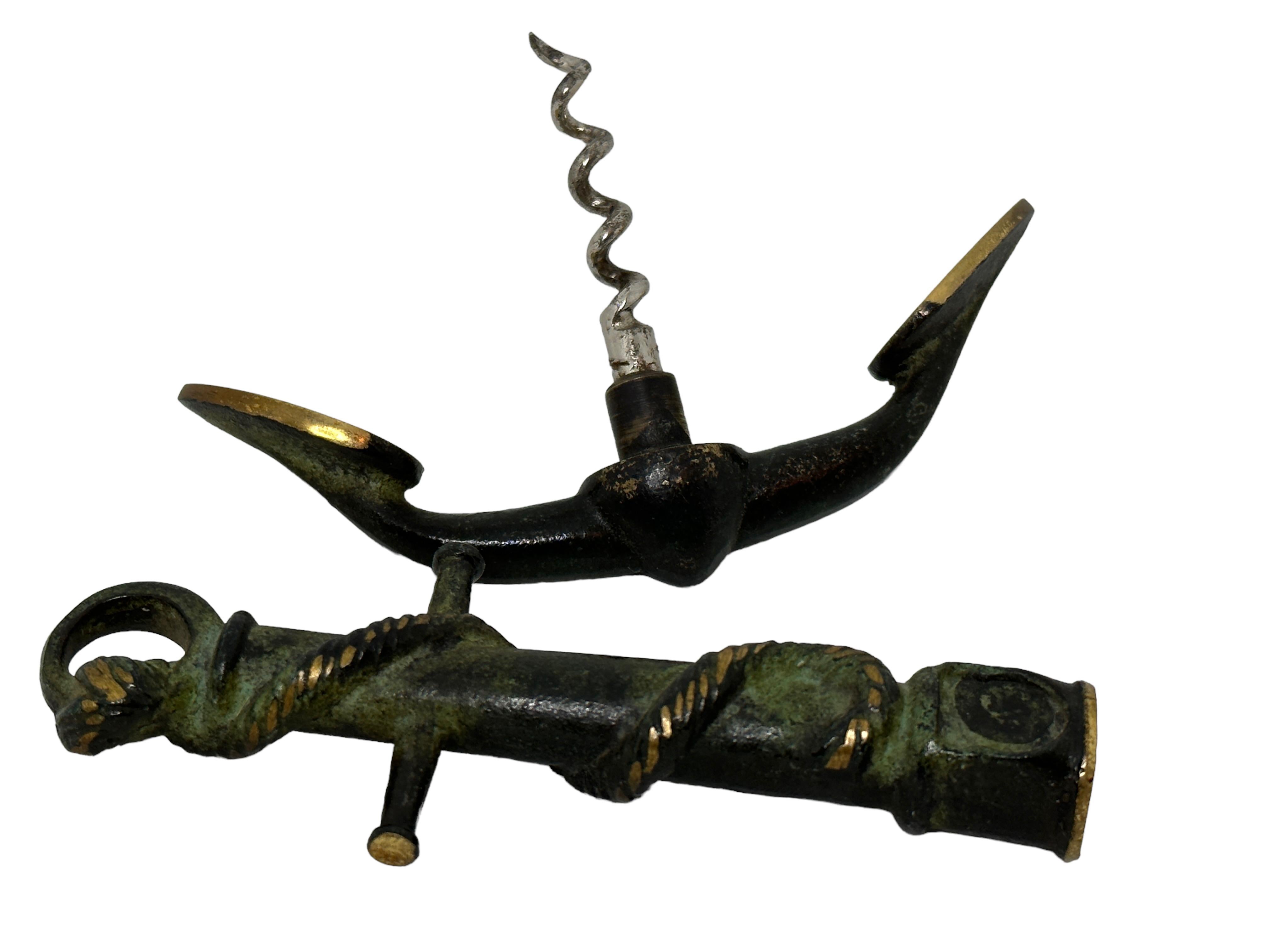 Austrian Bronze Brass Corkscrew Anchor 1960s, Mid-Century, Austria 