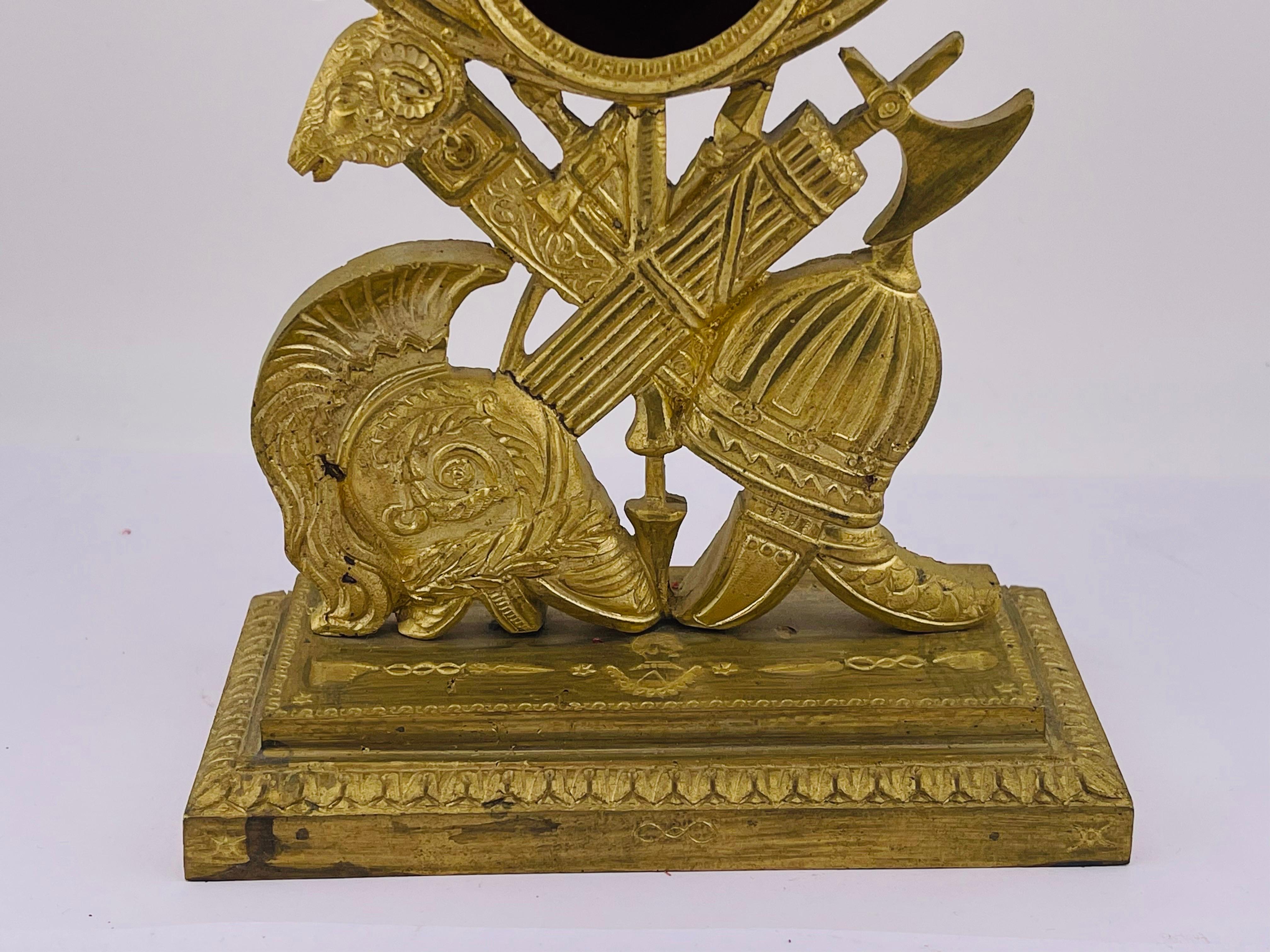 Gilt Bronze Brass Heraldic POCKET Watch HOLDER German 1860 ROMAN Empire Helmets Lions