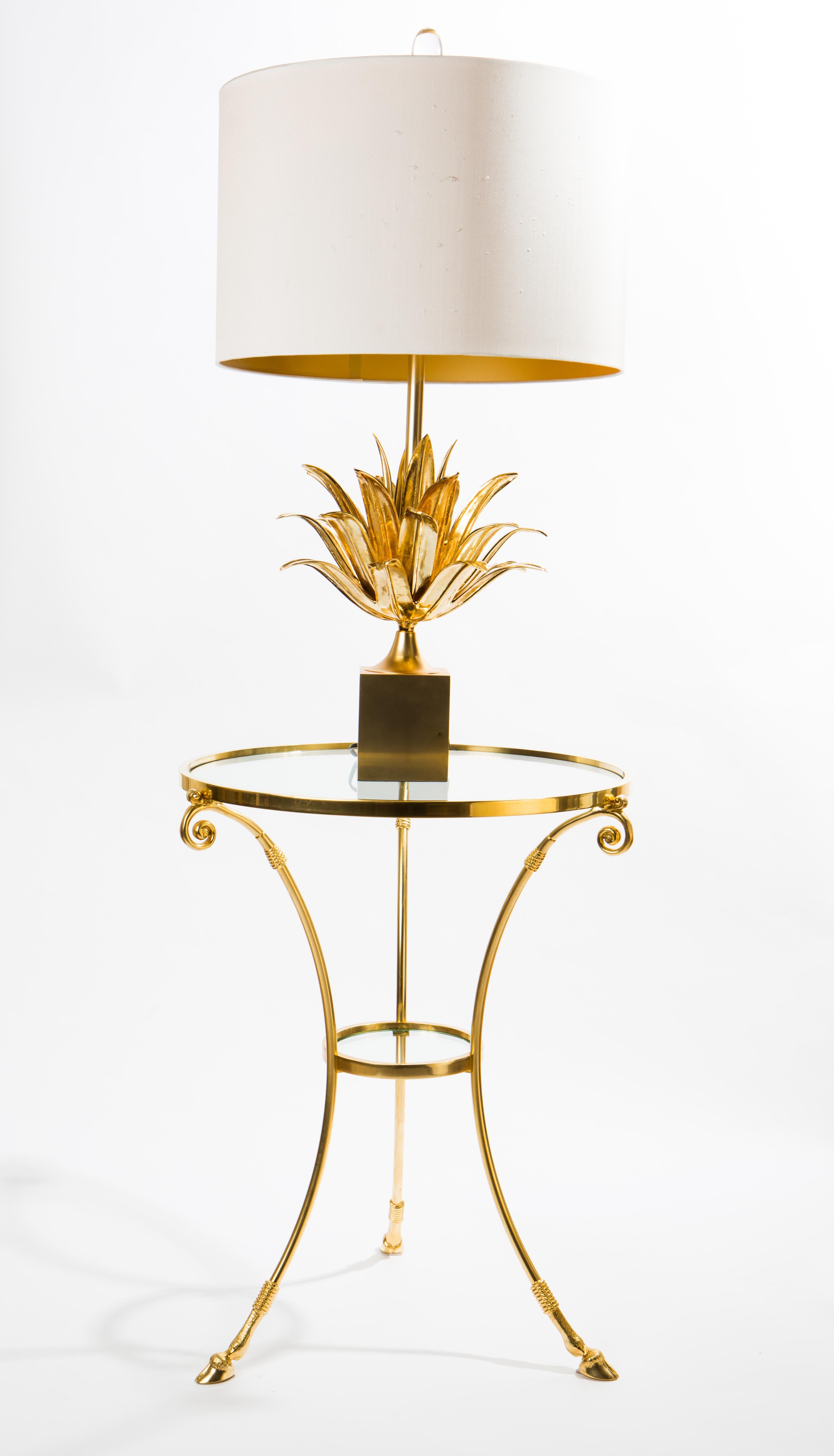 Bronze & Messing Tischlampen mit Ananasblatt in Matt- und Goldglanzlackierung im Angebot 4