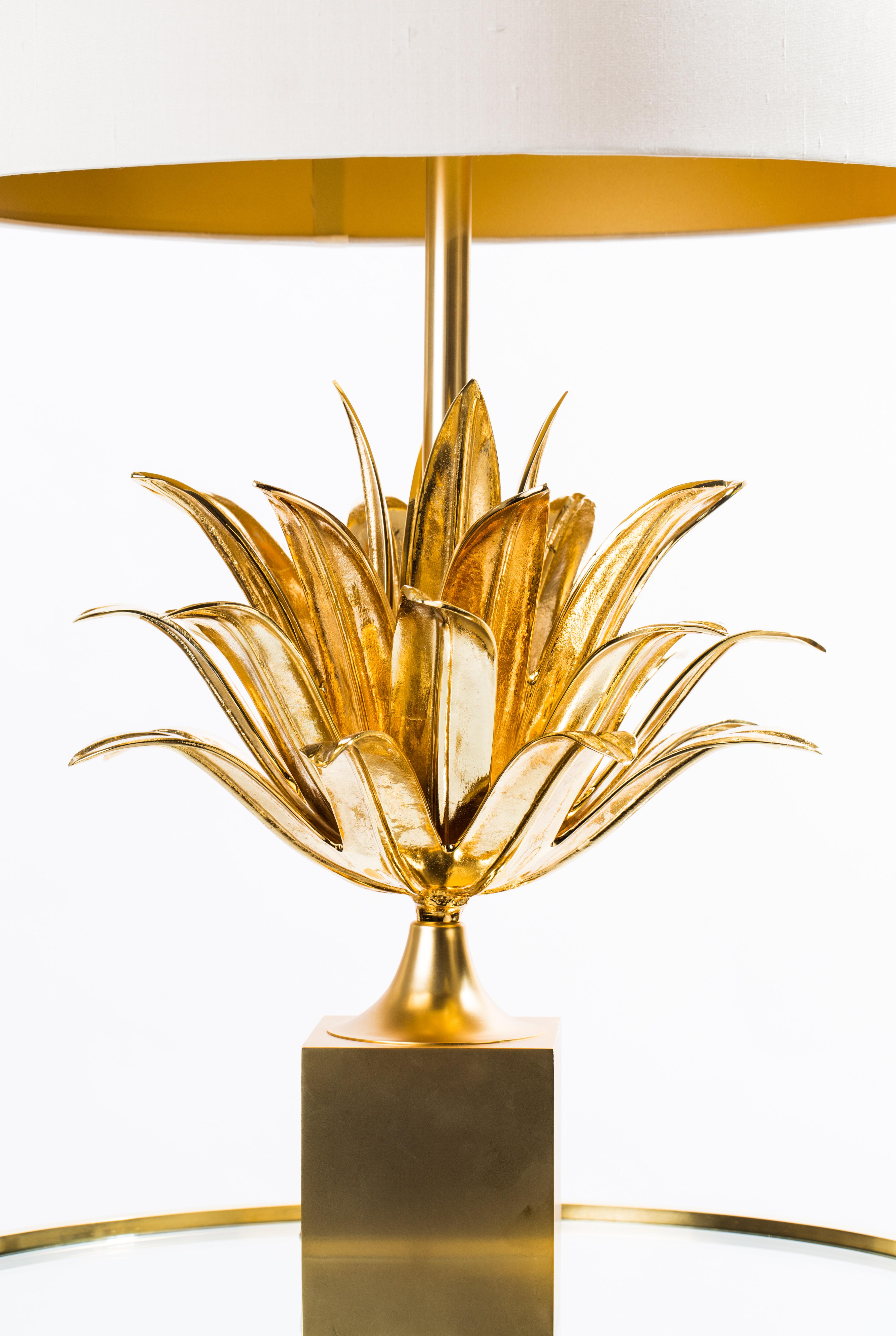 Bronze & Messing Tischlampen mit Ananasblatt in Matt- und Goldglanzlackierung im Angebot 8
