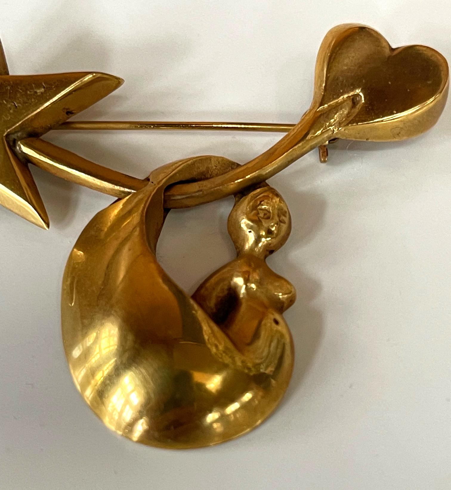 Mid-Century Modern Bronze Brooch by Line Vautrin For Sale