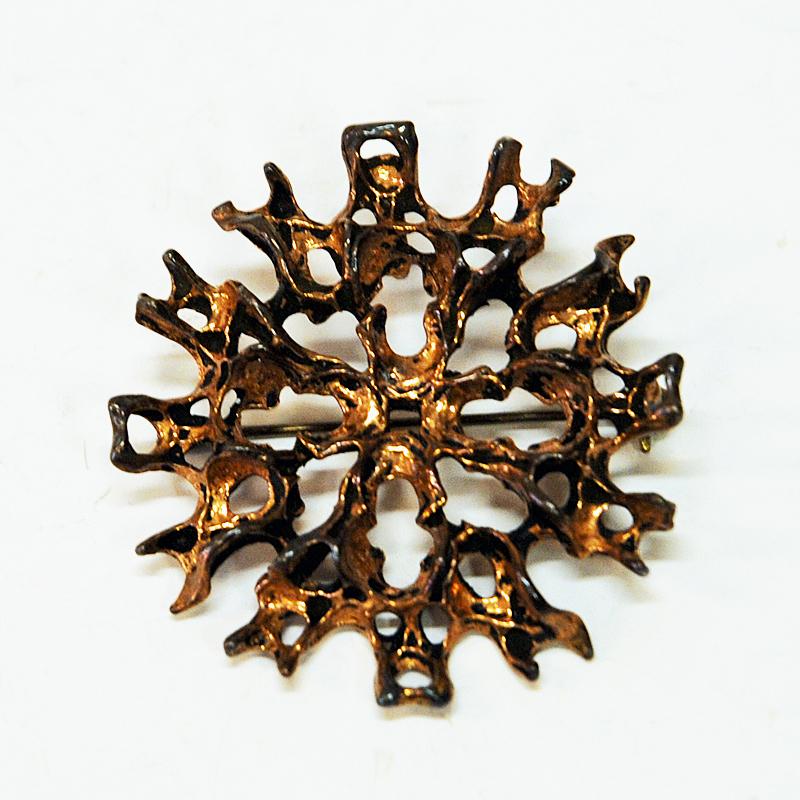 Norwegian Bronze Brooch and Necklace with Melted Look by Studio Else & Paul, Norway, 1970s For Sale