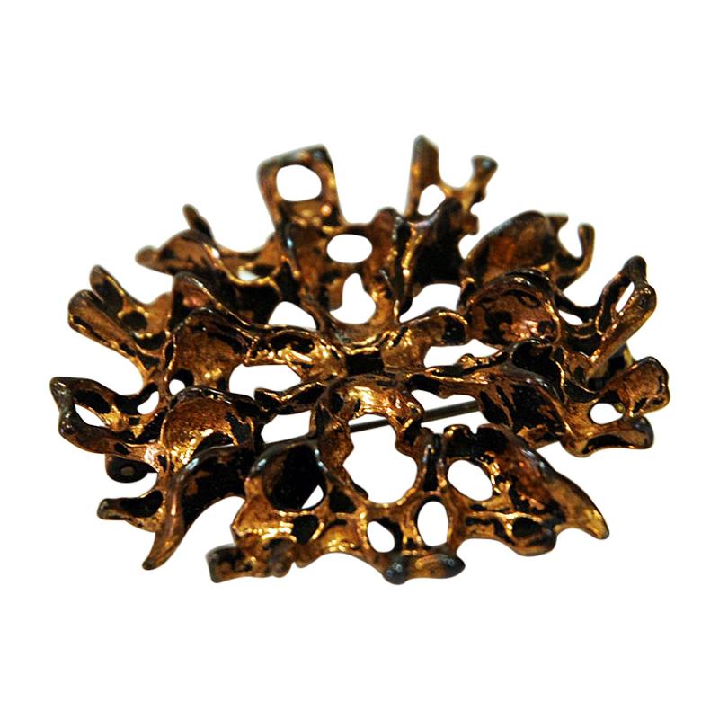 Bronze Brooch/Necklace with Melted Look by Studio Else & Paul, Norway, 1970s
