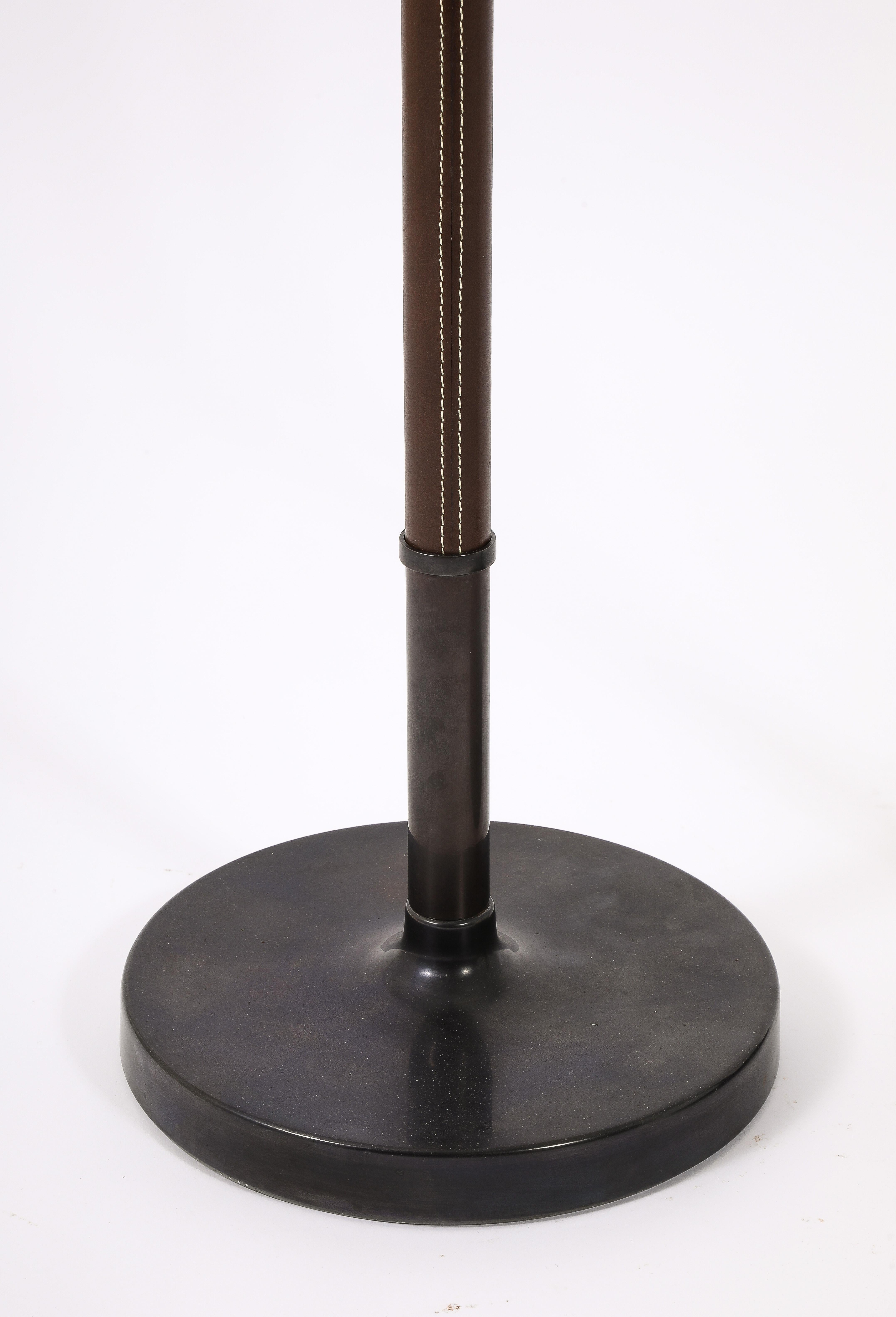 Bronze & Brown Leather Floor Lamps by Metalarte, Spain 1950's 2