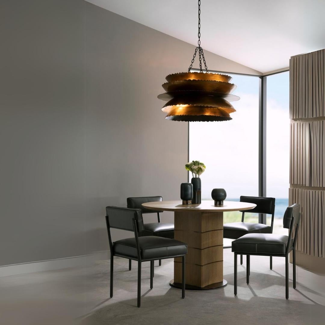 Ottone Lampadario a 6 luci in bronzo brutalista di Arteriors in vendita