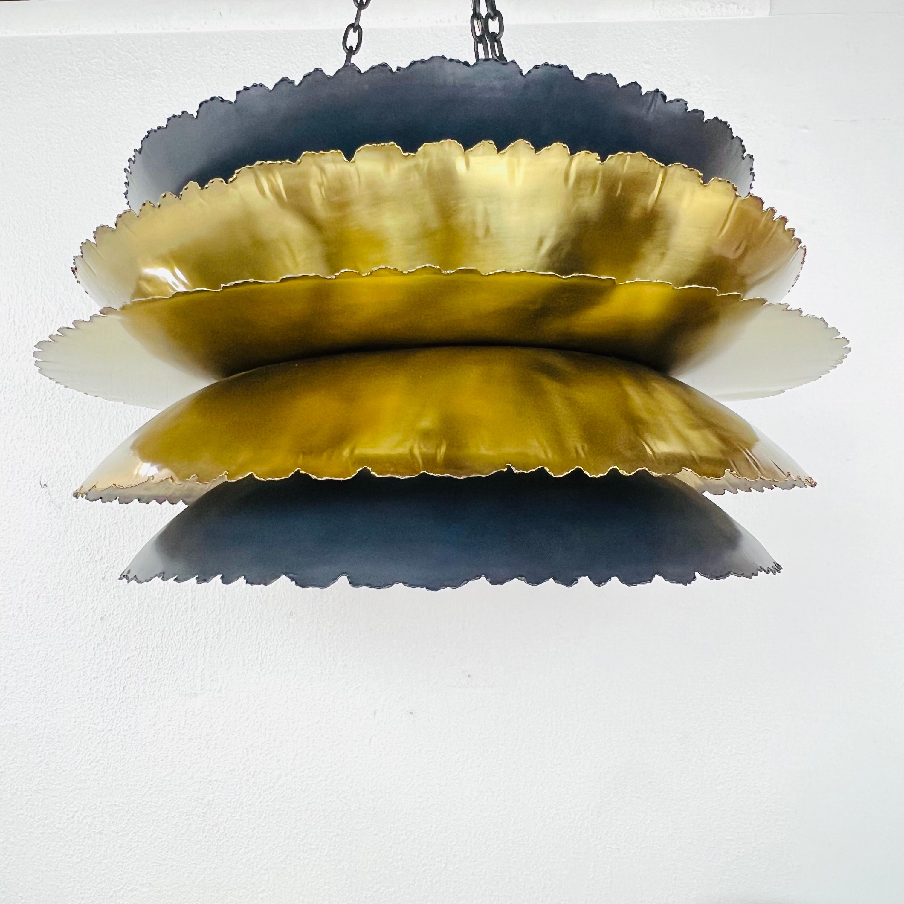 Lampadario a 6 luci in bronzo brutalista di Arteriors in vendita 1