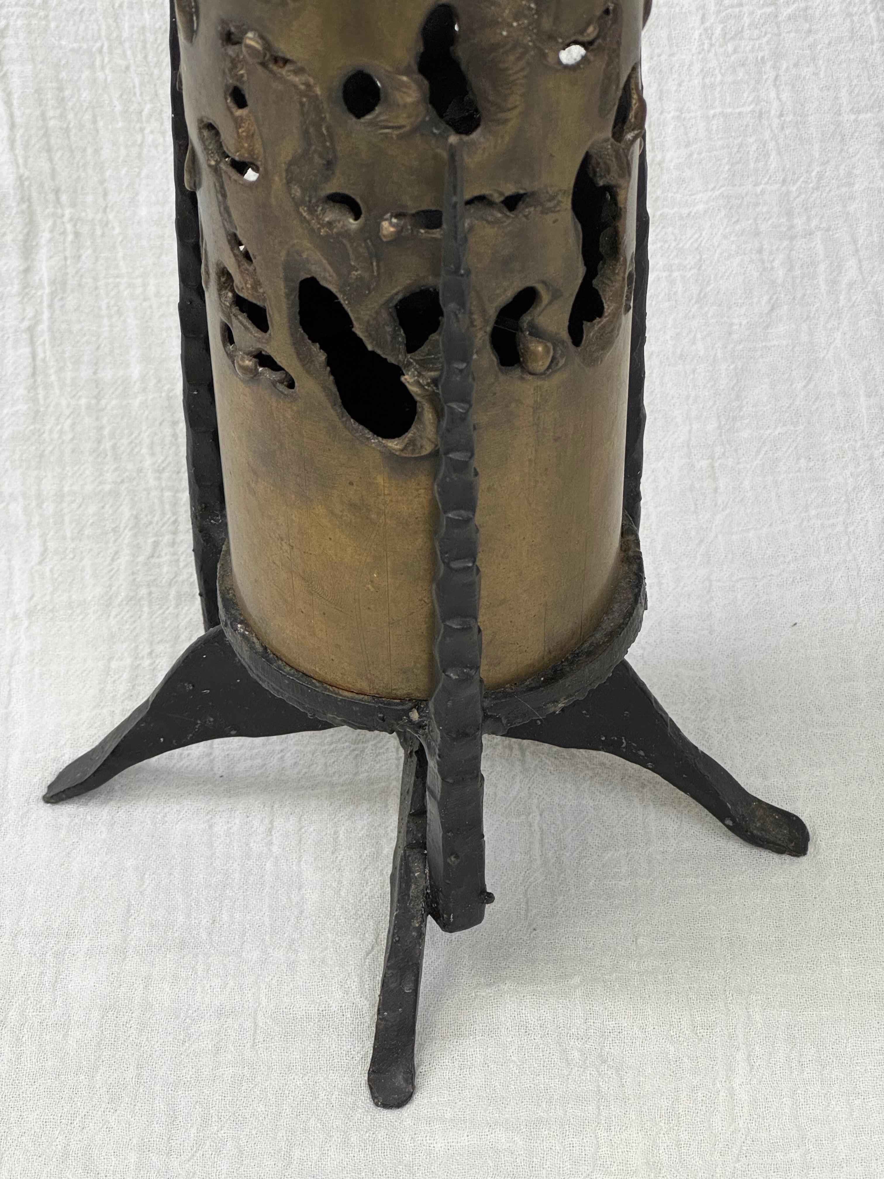 Bronze Brutalist Candleholder For Sale 2