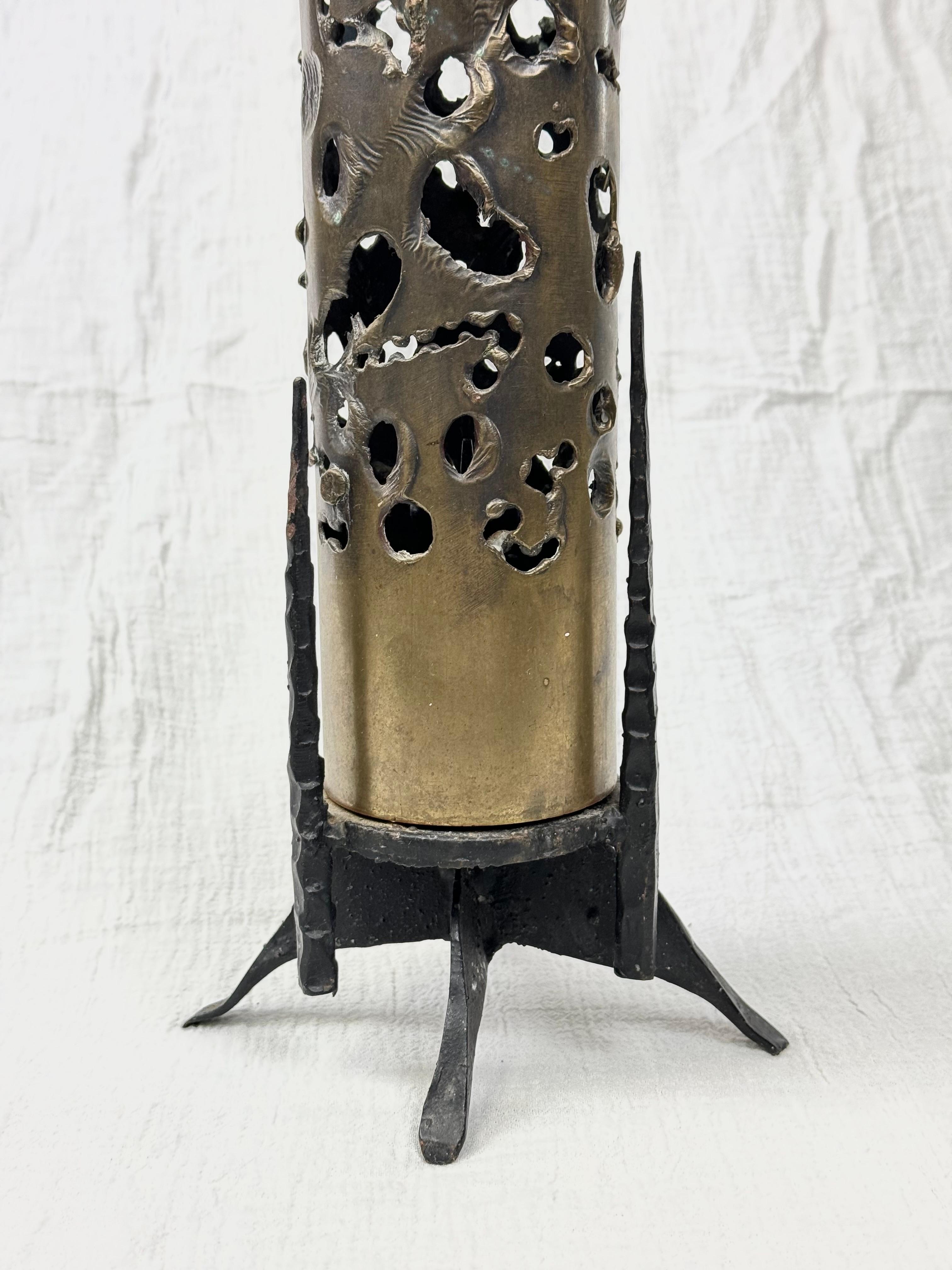 Bronze Brutalist Candleholder For Sale 3