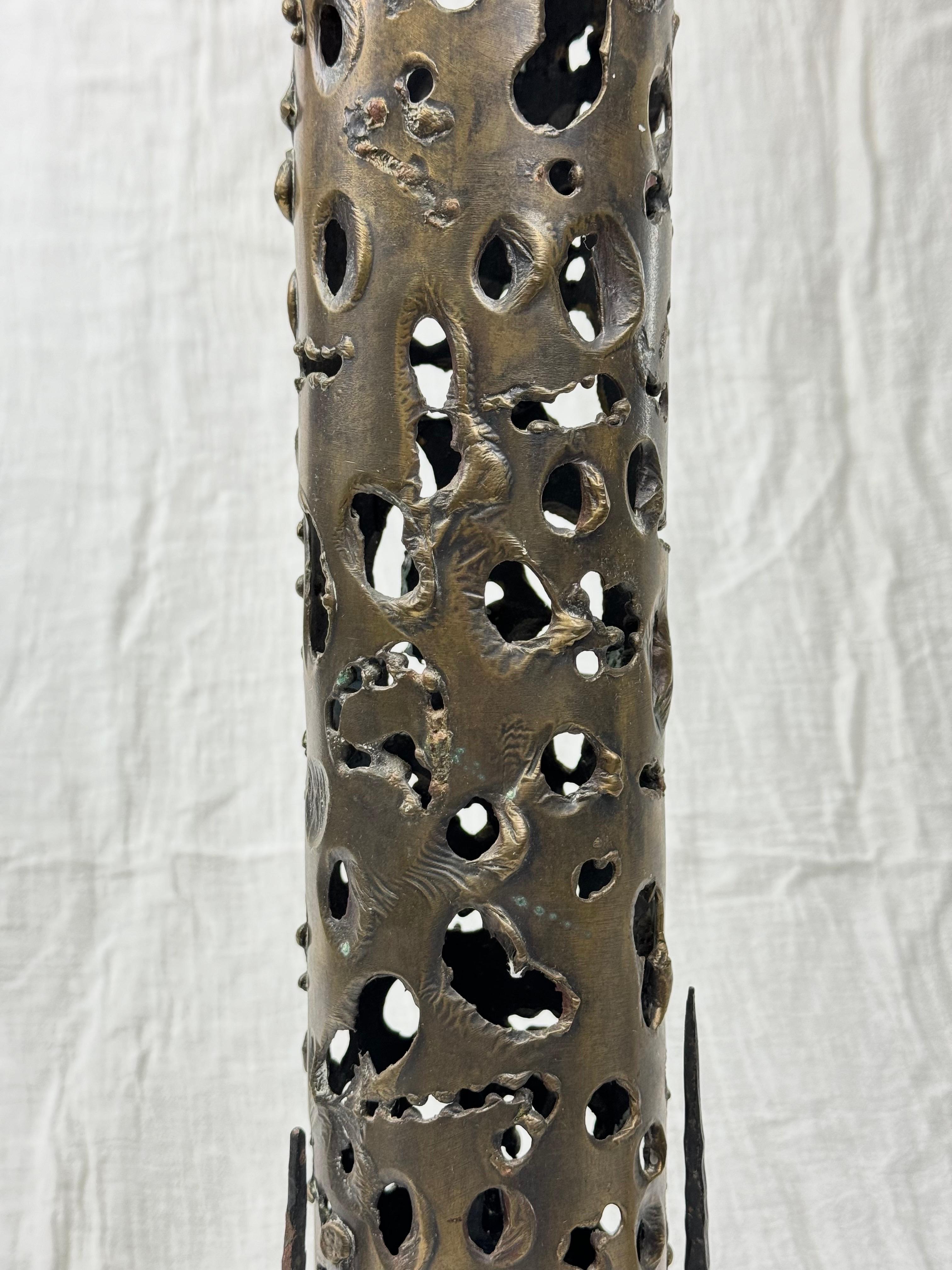 Bronze Brutalist Candleholder For Sale 5