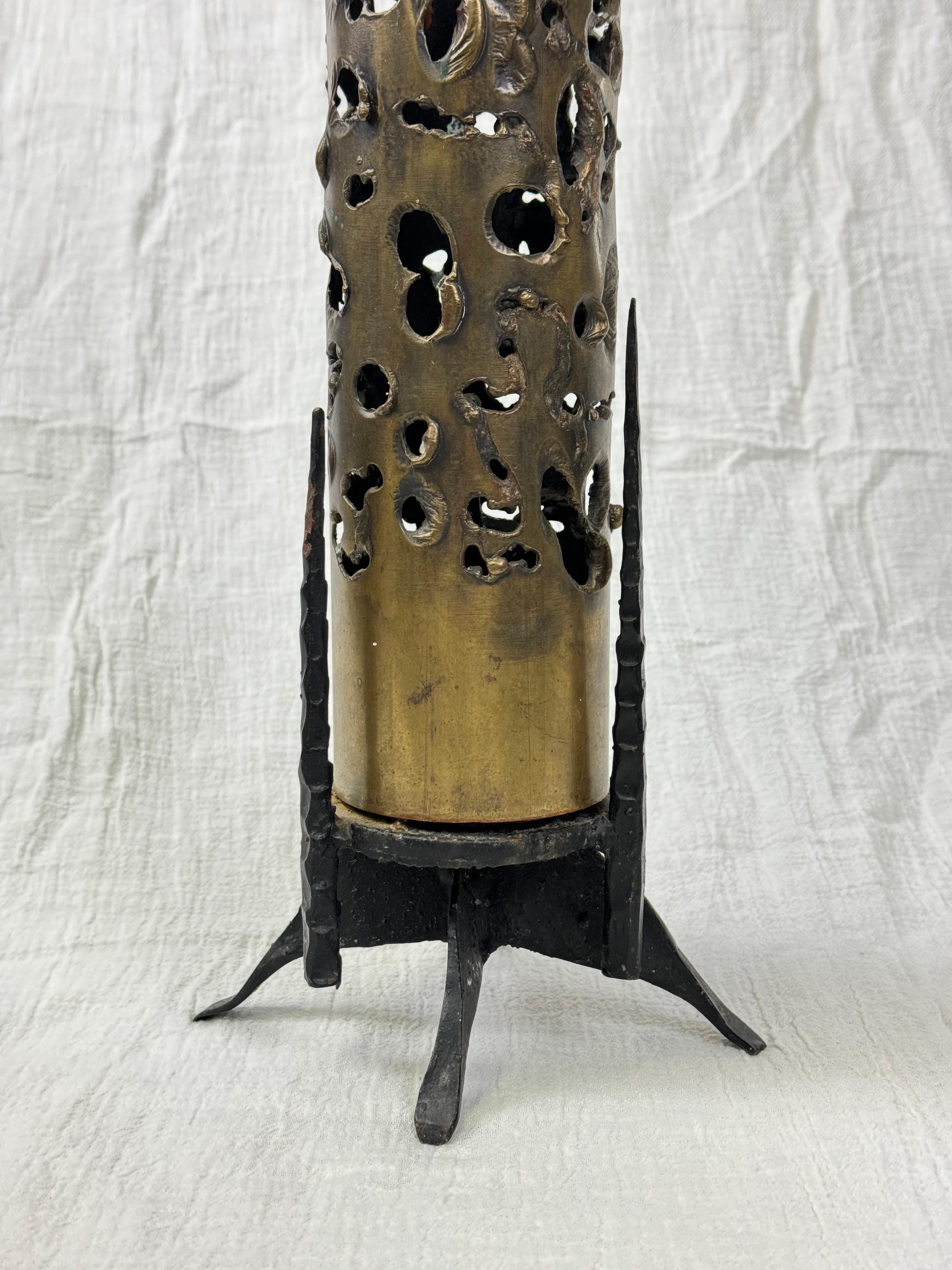 Bronze Brutalist Candleholder For Sale 7
