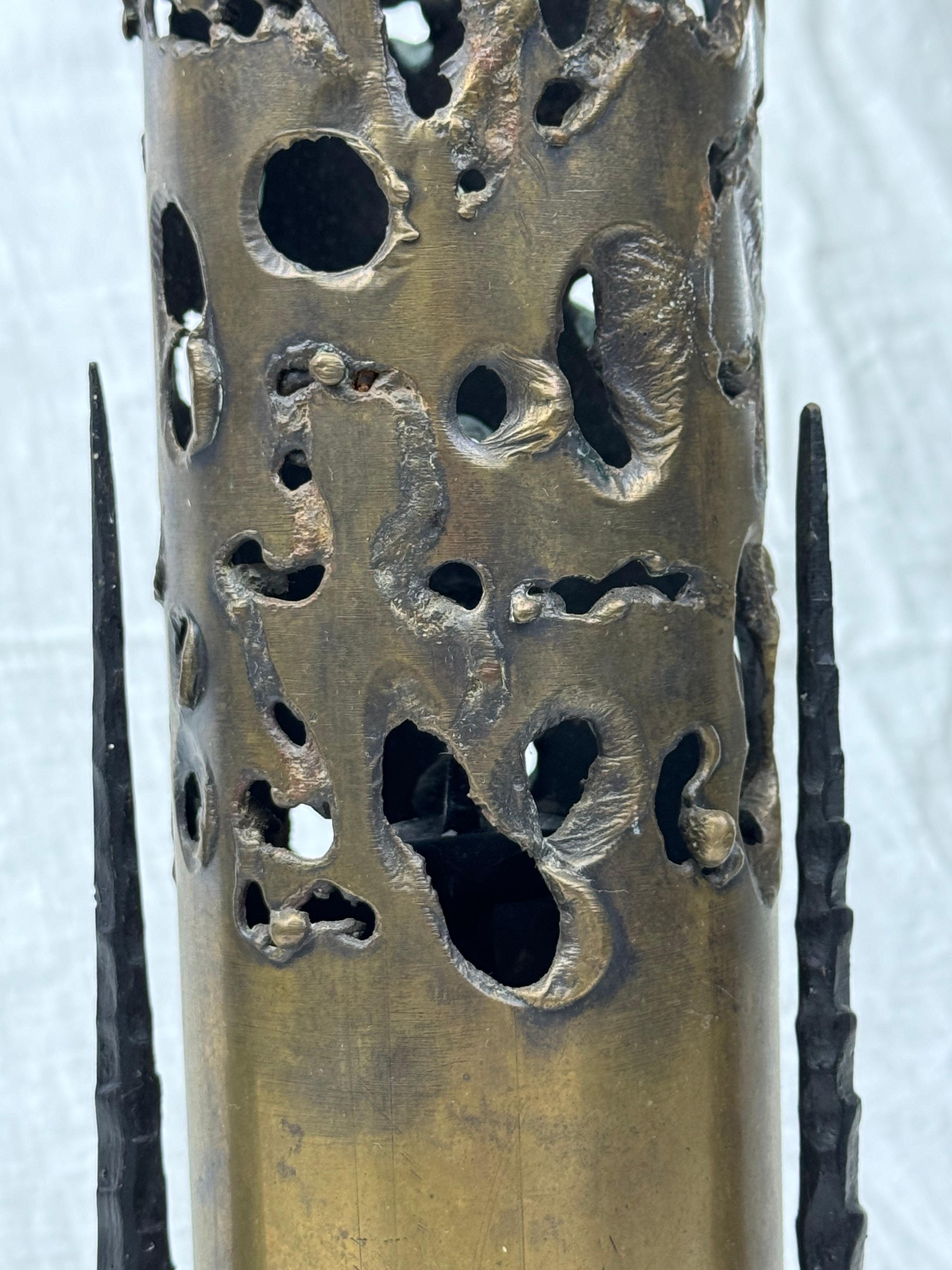 Bronze Brutalist Candleholder For Sale 8
