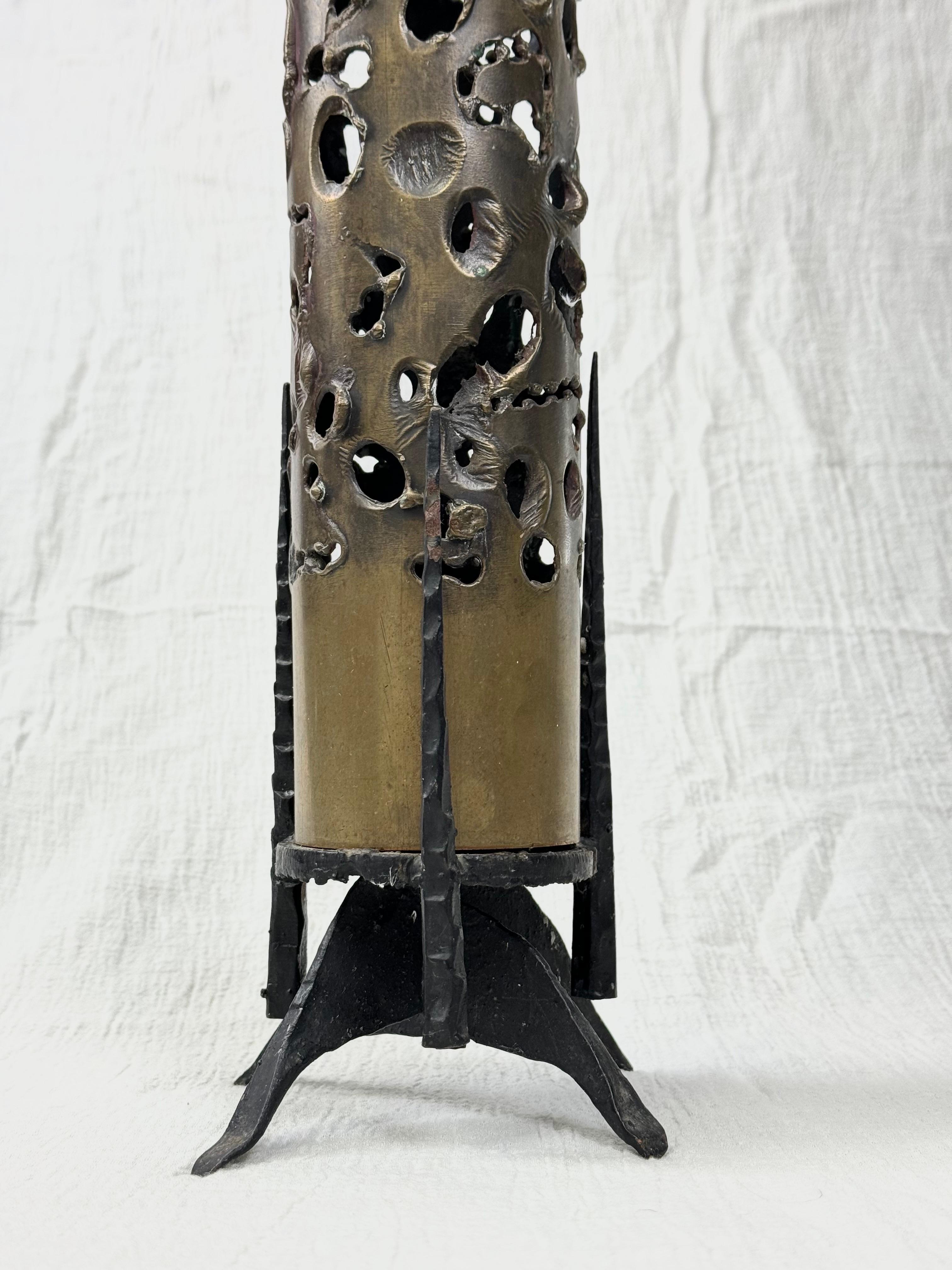 Bronze Brutalist Candleholder For Sale 9