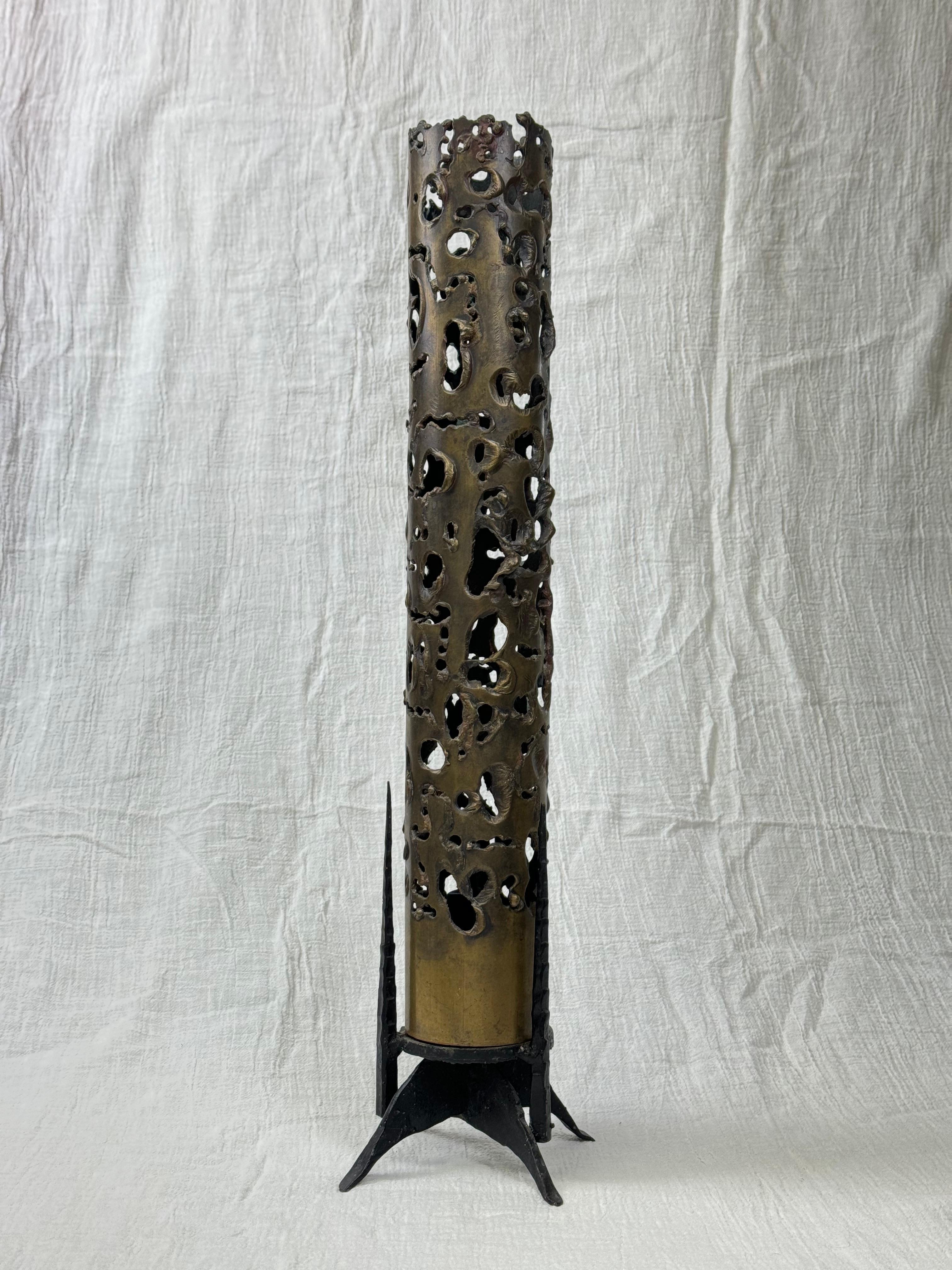 Bronze Brutalist Candleholder For Sale 10