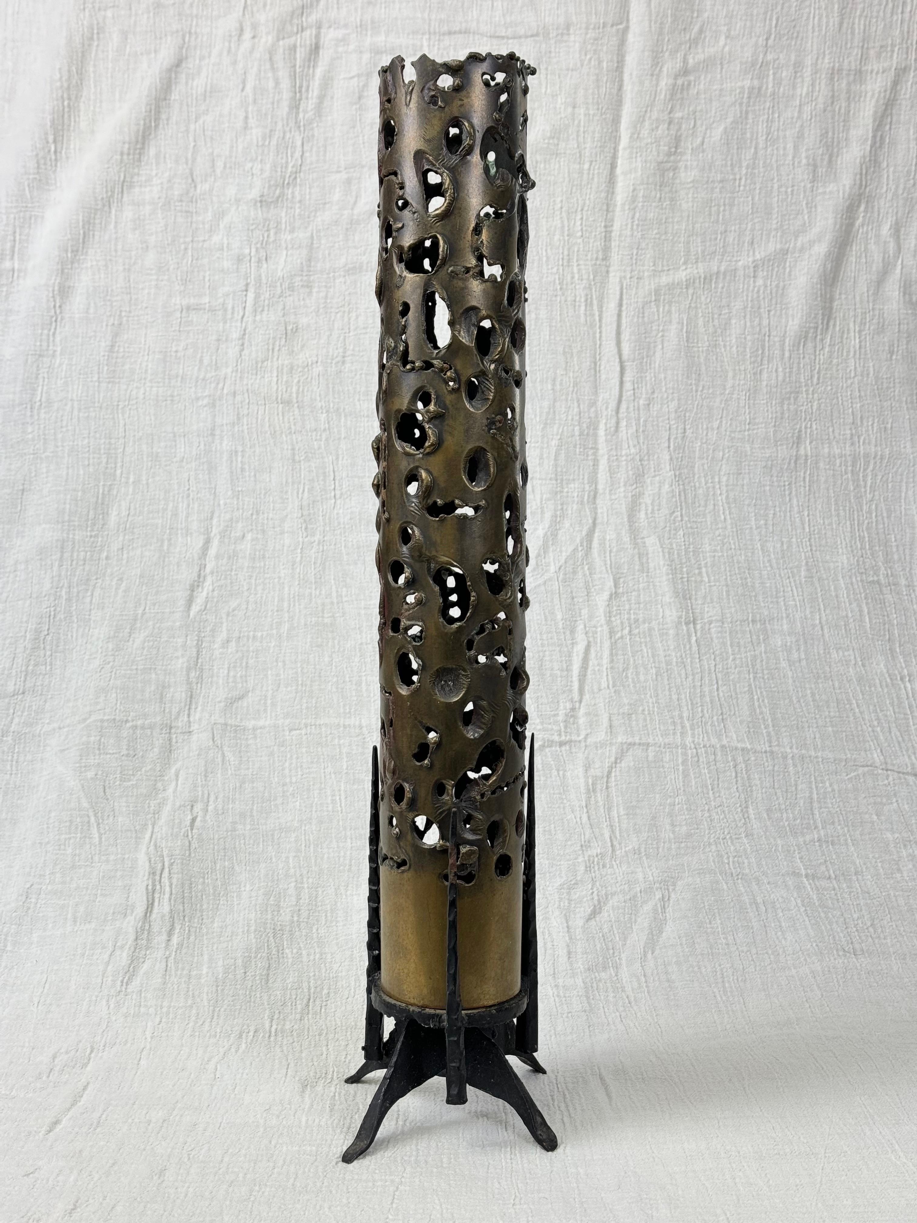 Mid-Century Modern Bronze Brutalist Candleholder For Sale