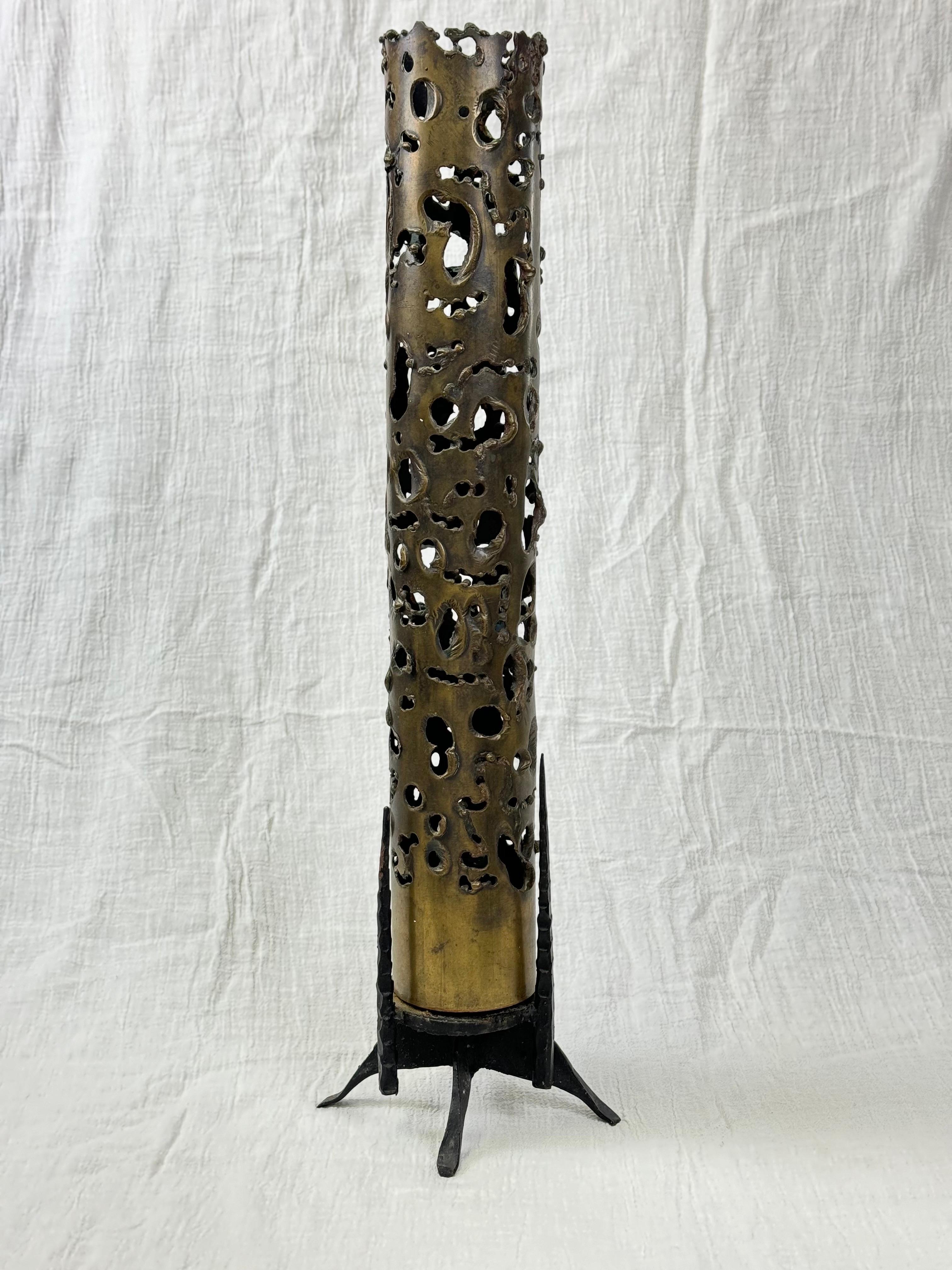 American Bronze Brutalist Candleholder For Sale