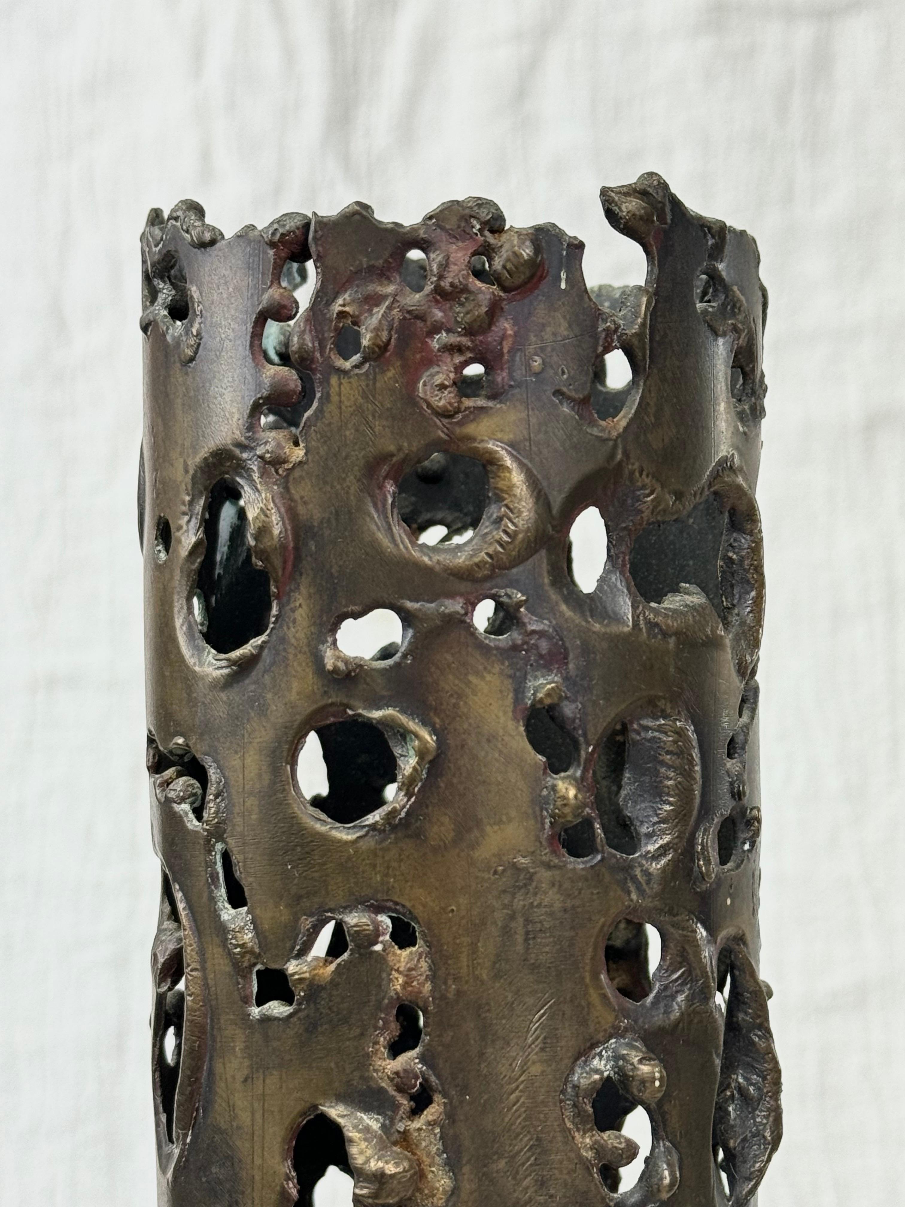 Mid-20th Century Bronze Brutalist Candleholder For Sale