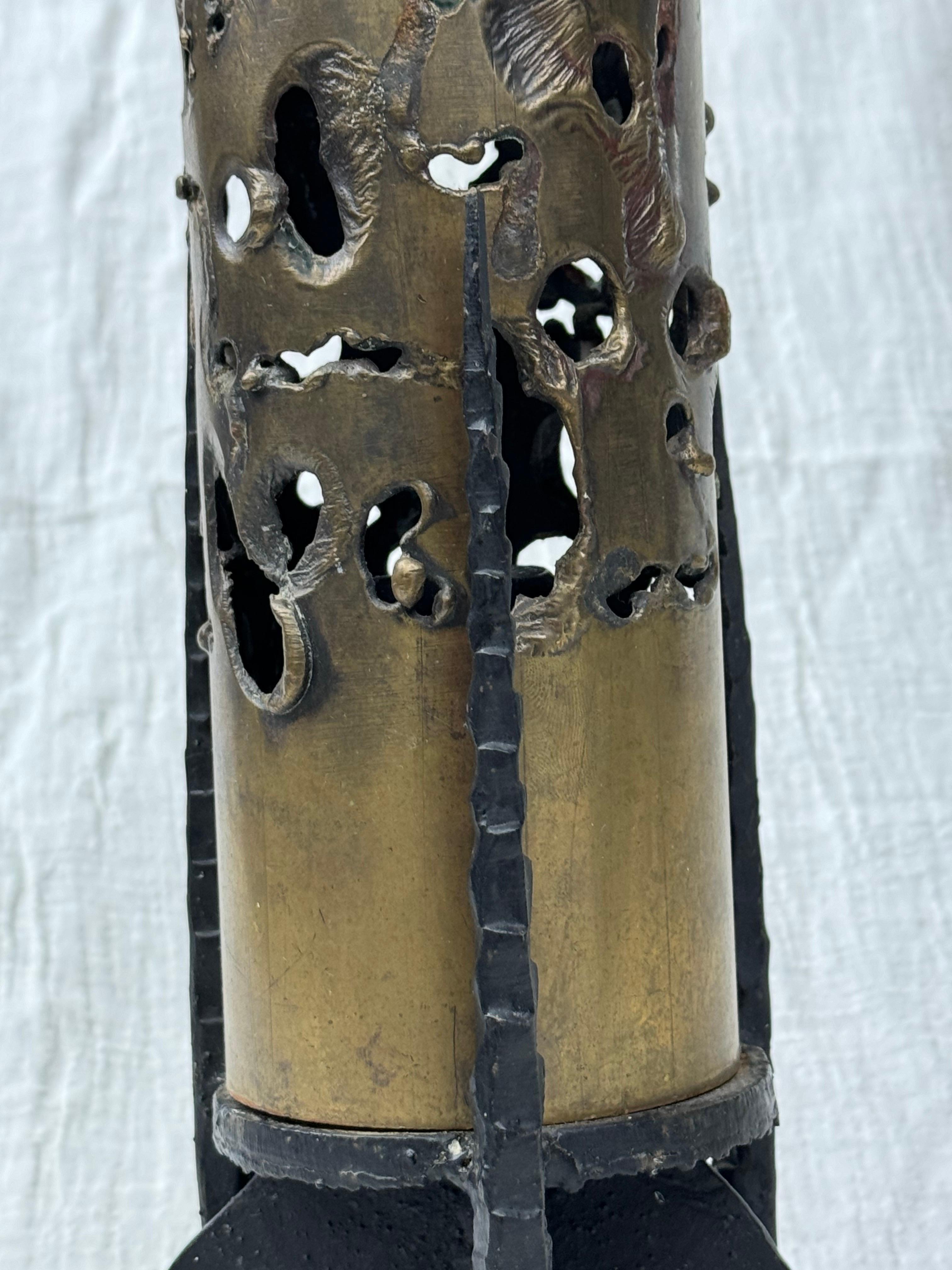 Bronze Brutalist Candleholder For Sale 1