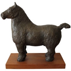 Bronze Brutalist Horse on Stand