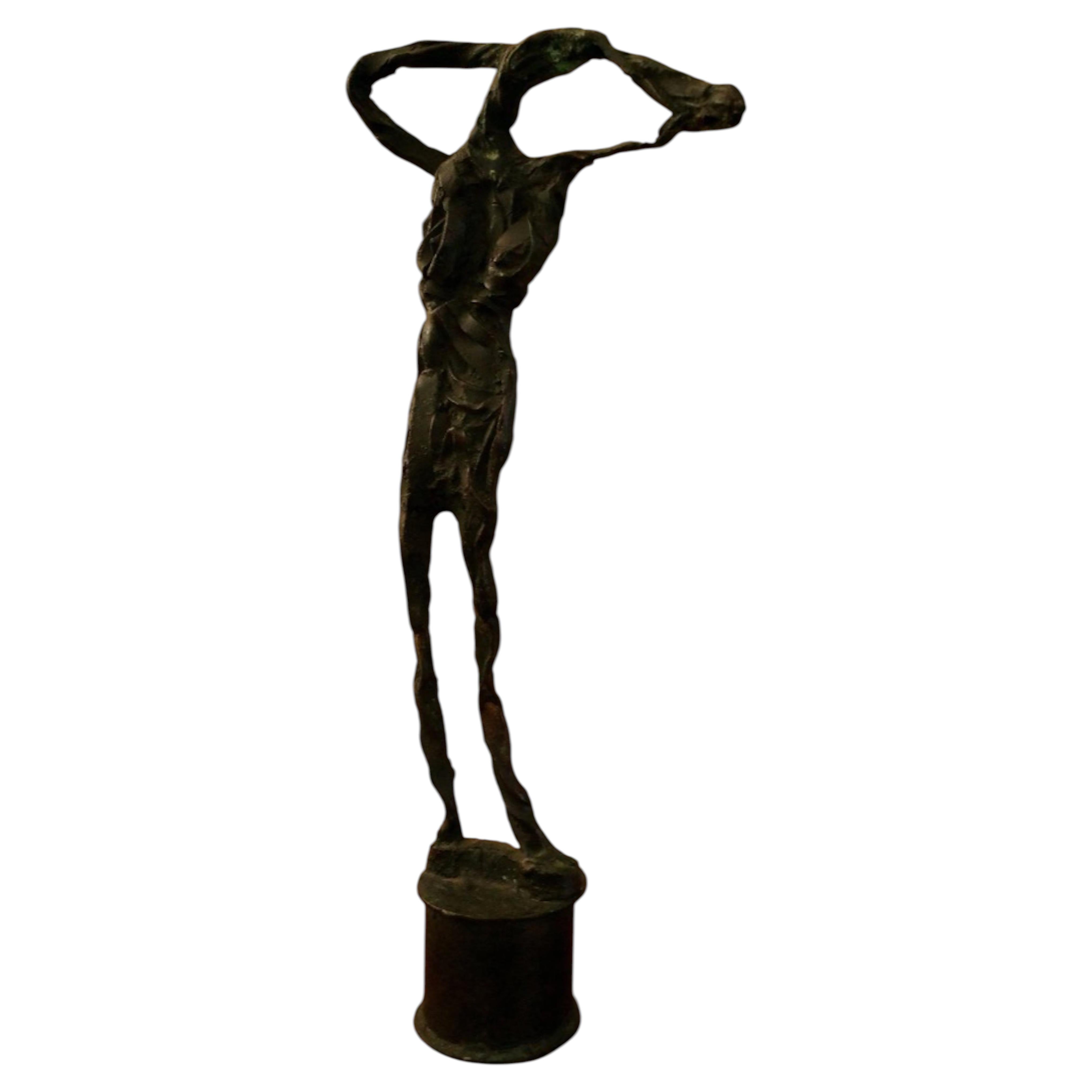 Scultura brutalista in bronzo alla maniera di Alberto Giacometti