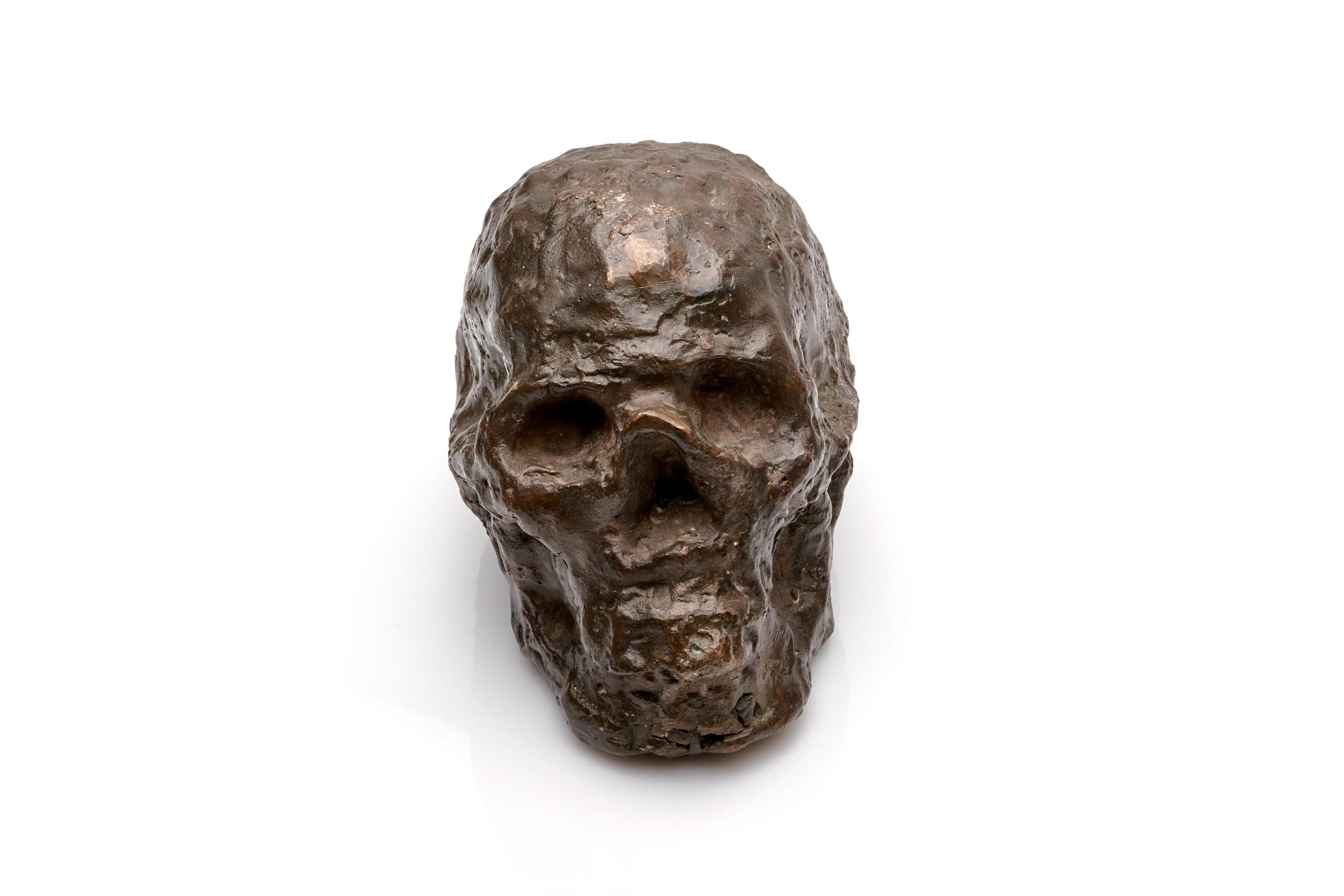 Mid-20th Century Bronze Brutalist Skull Sculpture