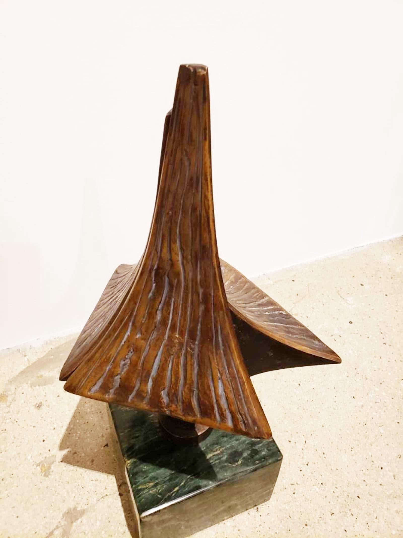 Mid-Century Modern Bronze Brutalist Style Sculpture on Marble Base, circa 20th Century