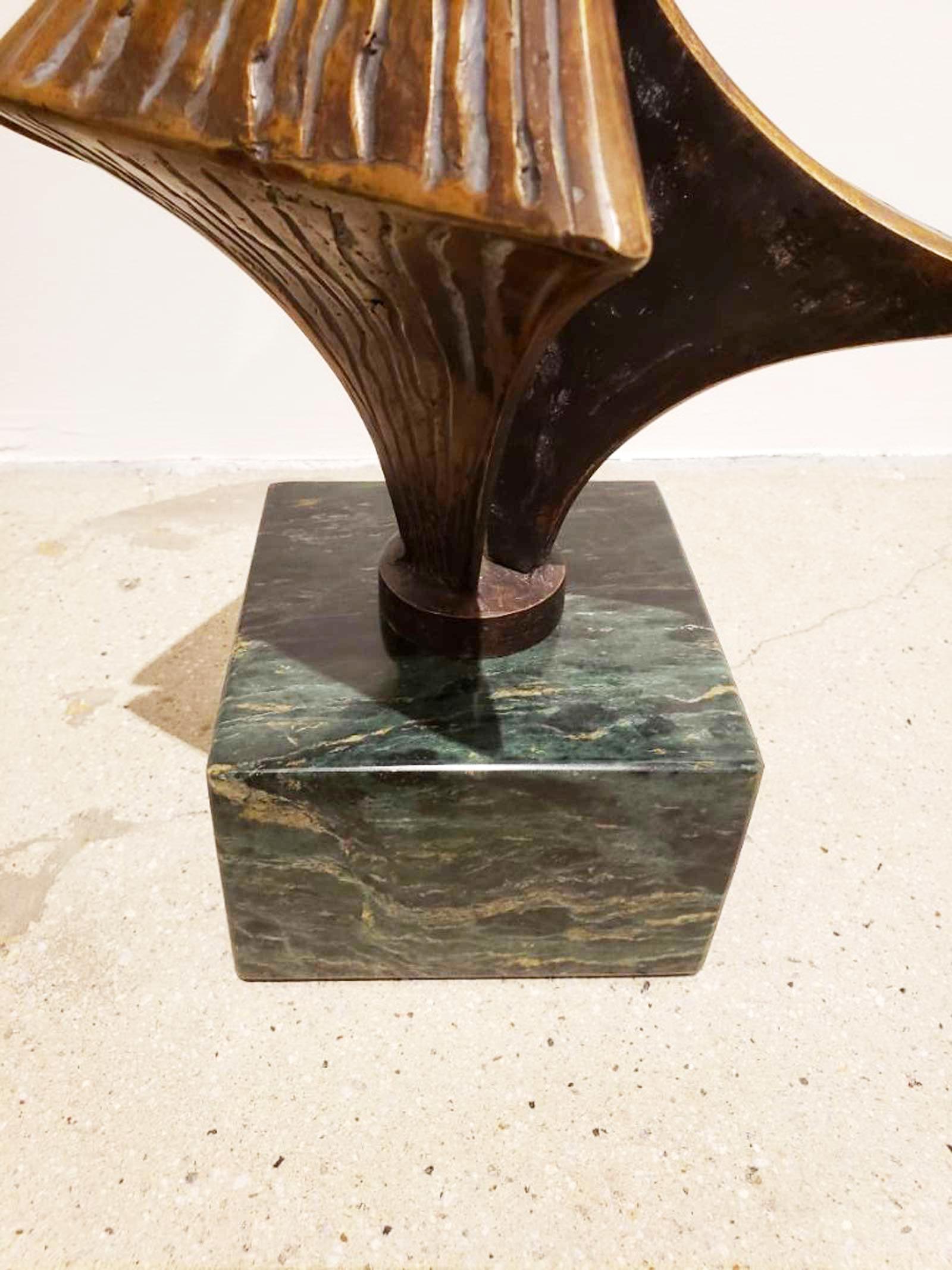 Bronze Brutalist Style Sculpture on Marble Base, circa 20th Century In Good Condition In Dallas, TX