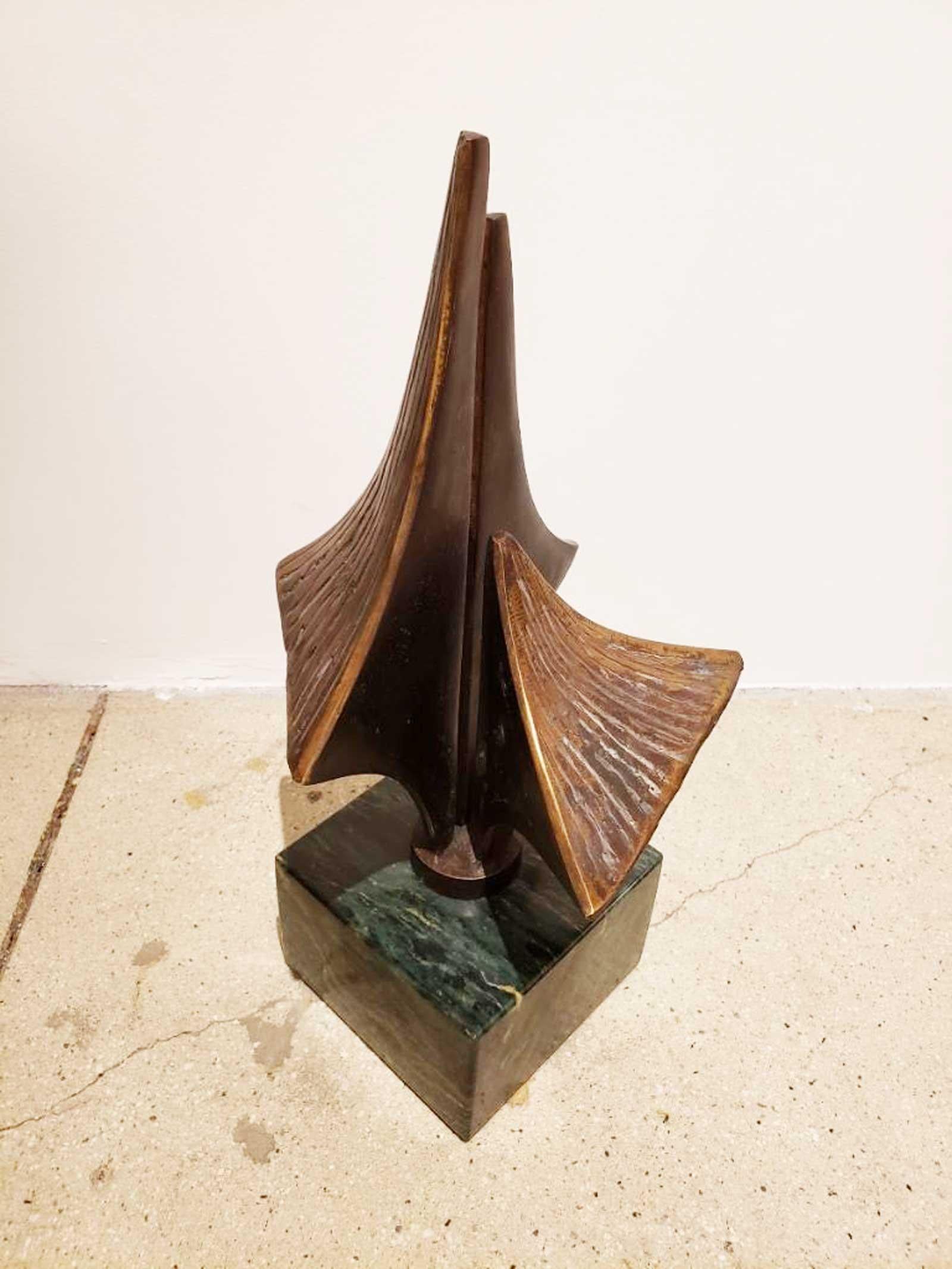 Bronze Brutalist Style Sculpture on Marble Base, circa 20th Century 2