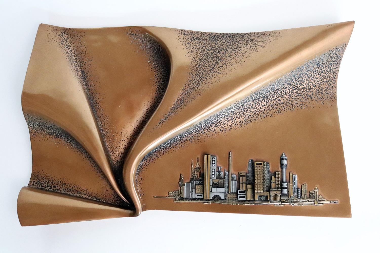 American Wall Sculpture in Bronze Signed by Giovanni Schoeman, 1970s For Sale 11