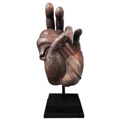 Bronze Buddha Hand Sculpture on Stand