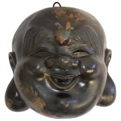 Antique Bronze Buddha Head 22 lb