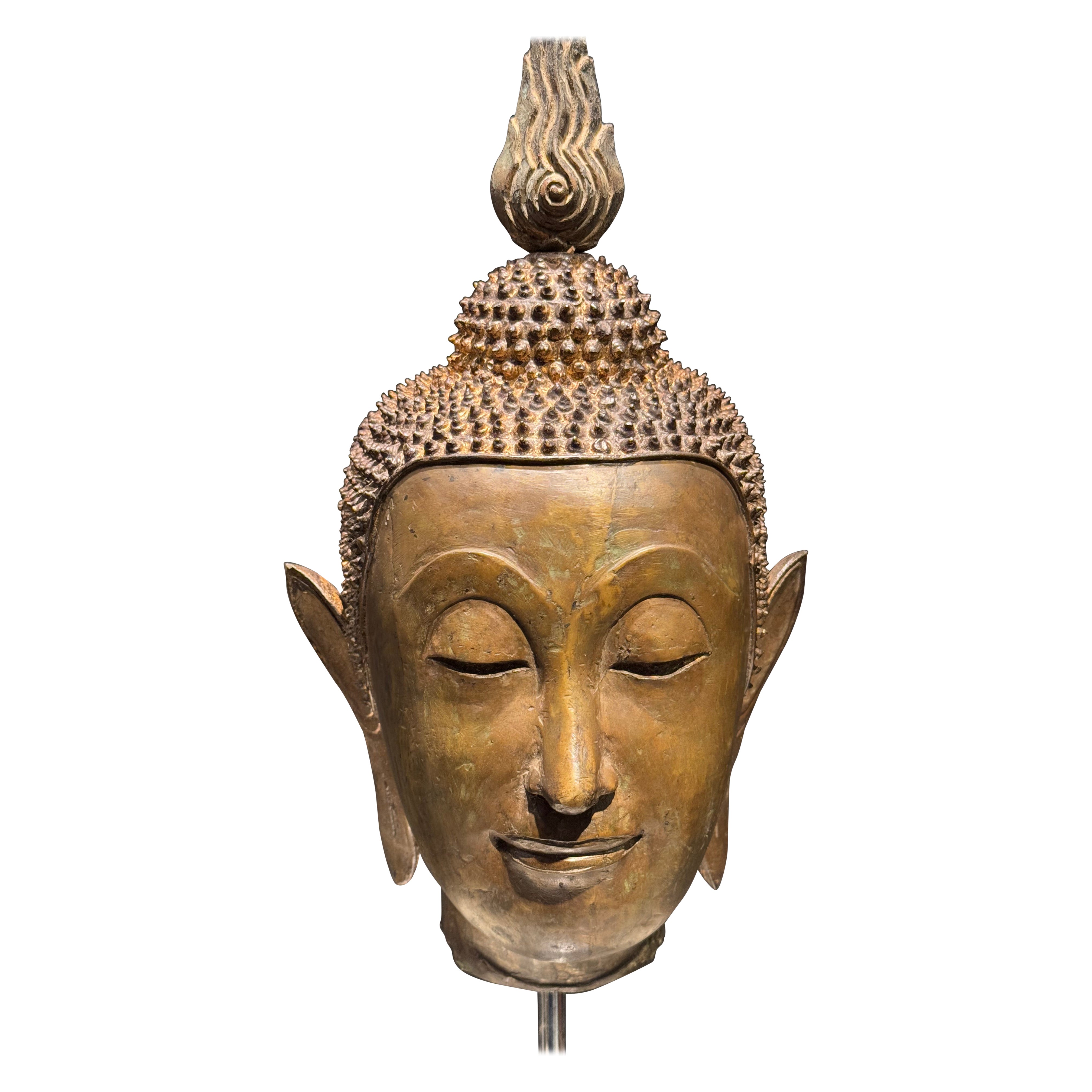 Bronze Buddha head, Rattanakosin style Thailand 19th century