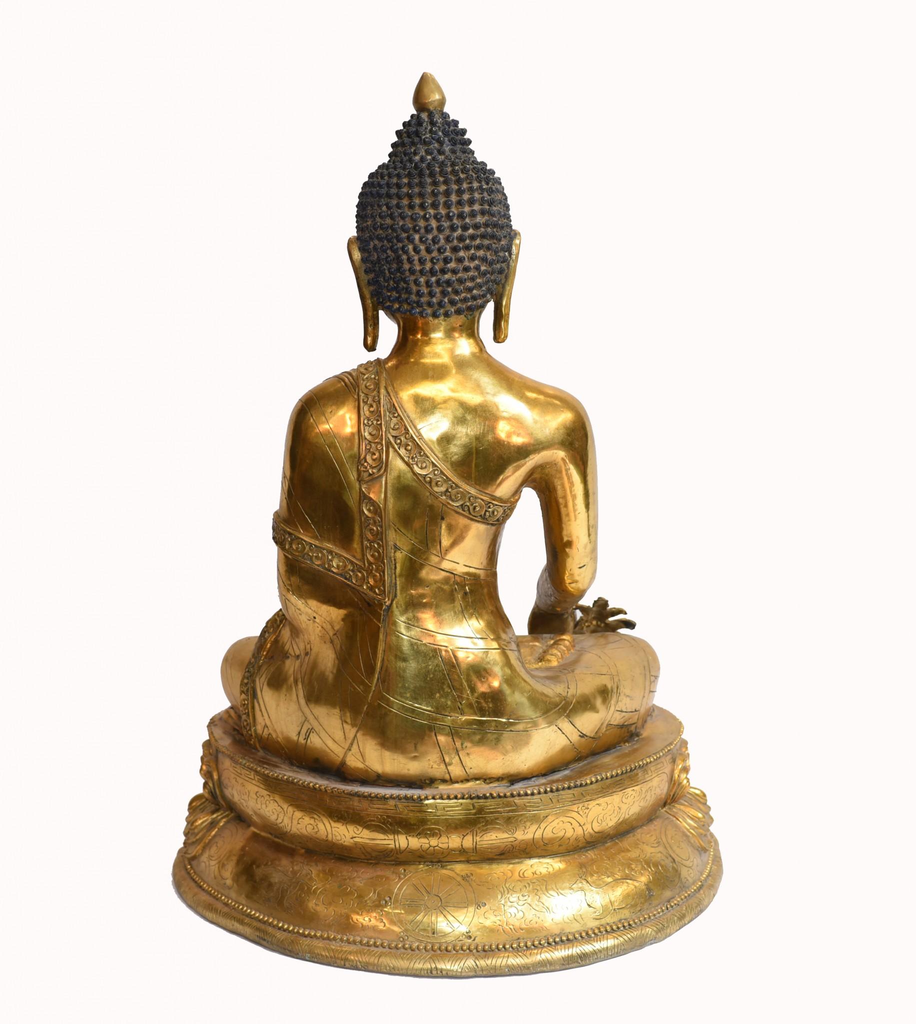 Buddha-Statue aus Bronze, Nepalesische goldene buddhistische Meditations-Skulptur im Angebot 7