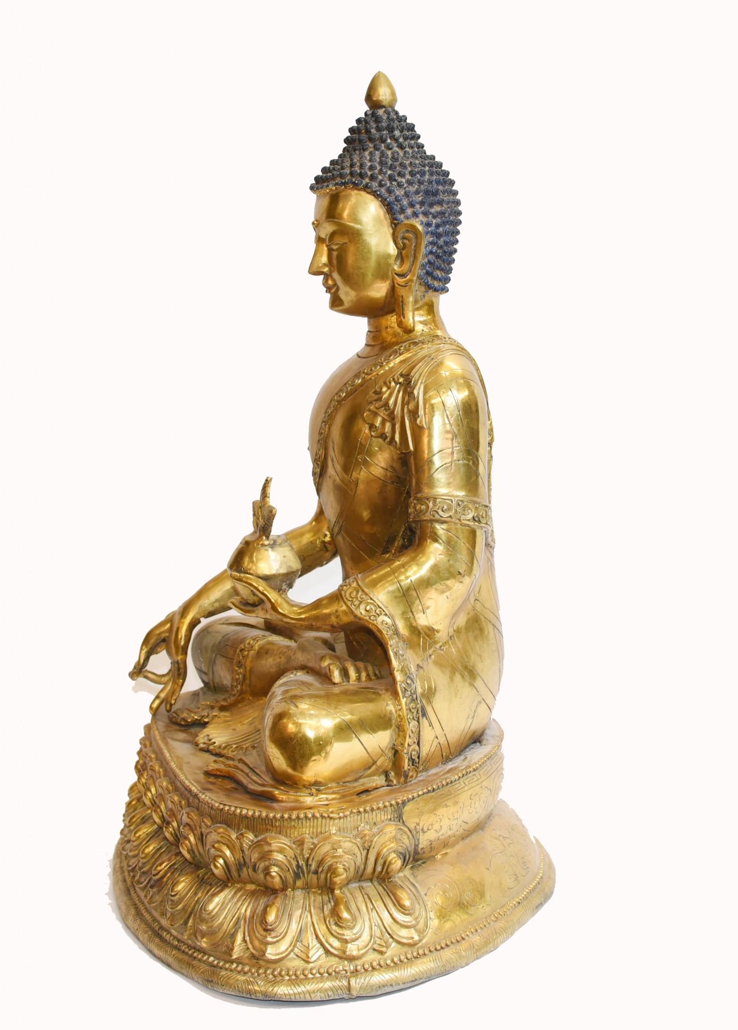 Buddha-Statue aus Bronze, Nepalesische goldene buddhistische Meditations-Skulptur im Angebot 8