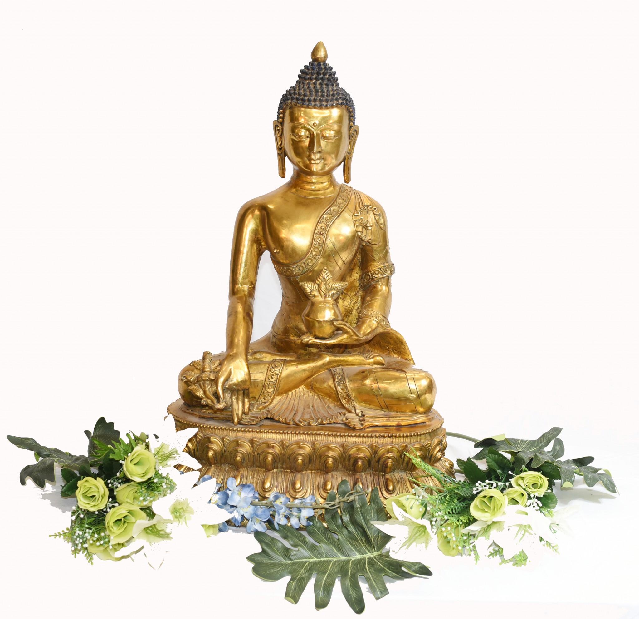 Buddha-Statue aus Bronze, Nepalesische goldene buddhistische Meditations-Skulptur im Angebot 9