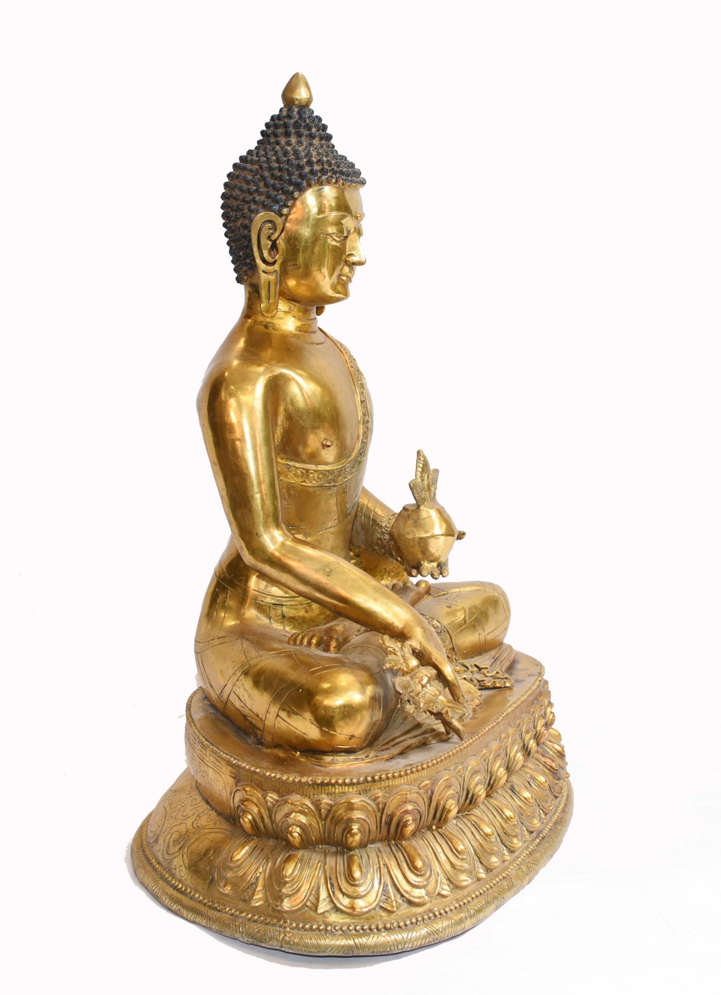 Buddha-Statue aus Bronze, Nepalesische goldene buddhistische Meditations-Skulptur im Angebot 11