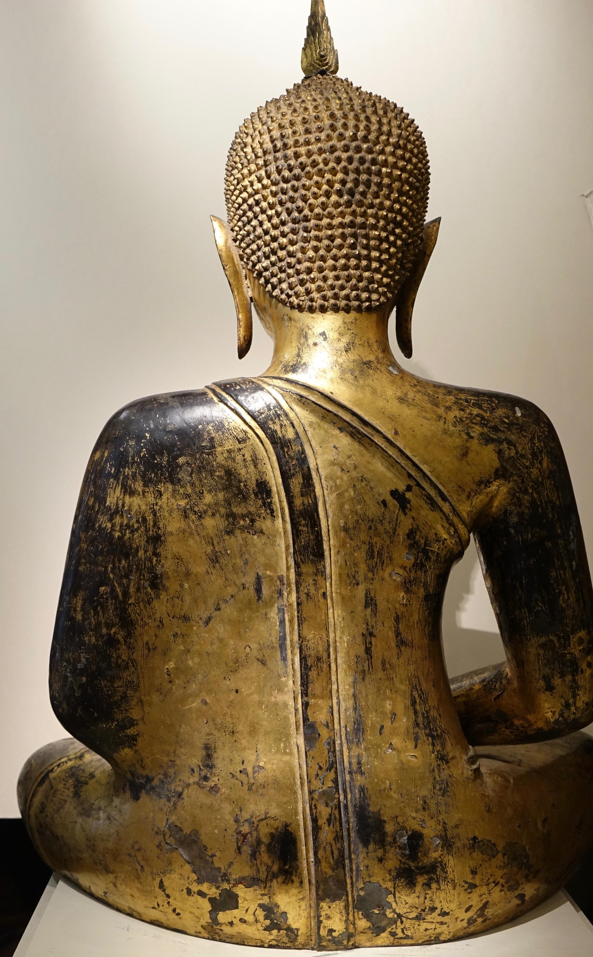 Bronze-Buddha-Statue, Thailand, 19. Jahrhundert 4